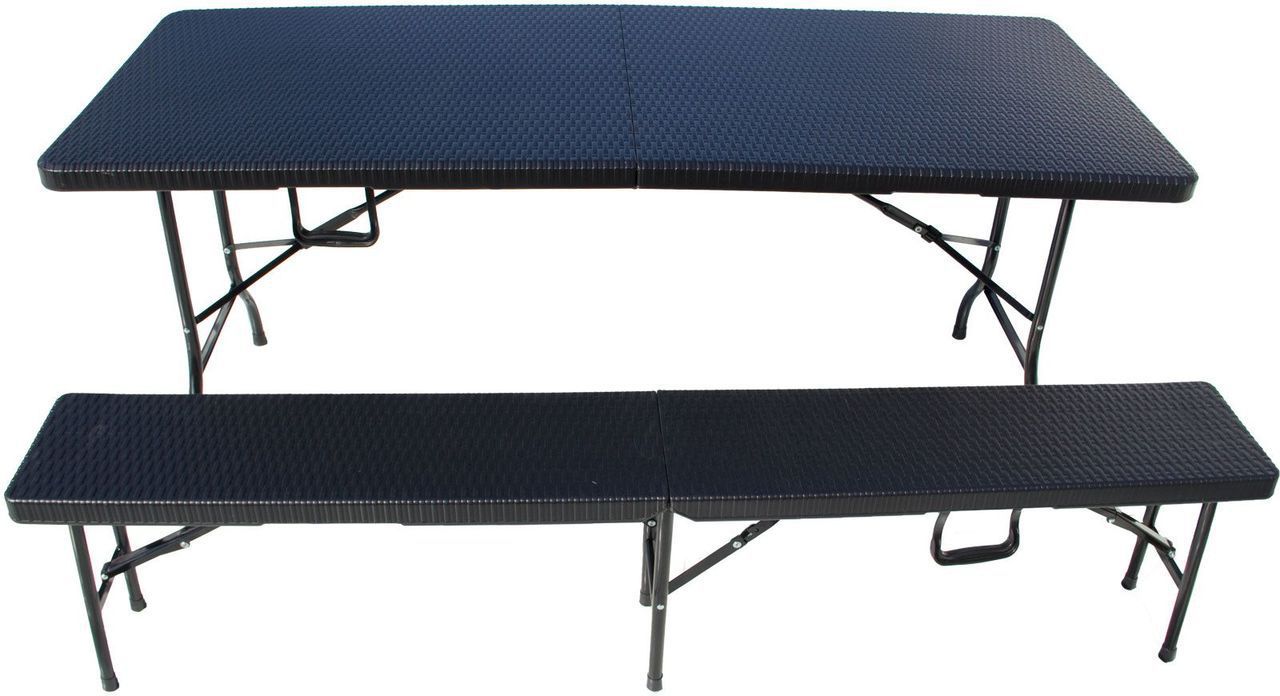 Sitzgarnitur, Rattan-Optik, 1 Tisch + 2 Bänke Bierzeltgarnitur TB001_SET Sitzgarnitur, Rattan-Optik, 1 Tisch + 2 Bänke Bierzeltgarnitur TB001_SET