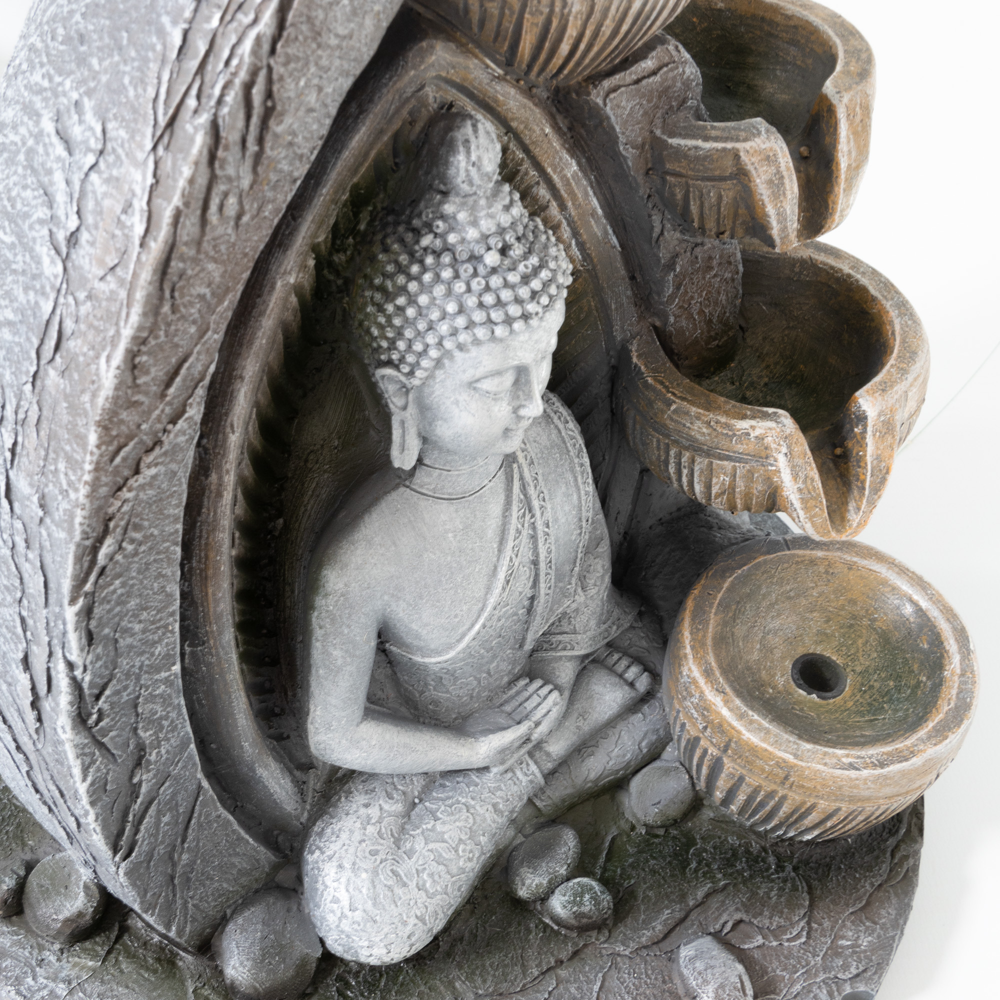 Zimmerbrunnen mit LED-Beleuchtung, Dekobrunnen “Buddha Dhyana” für die Wohnung NA191