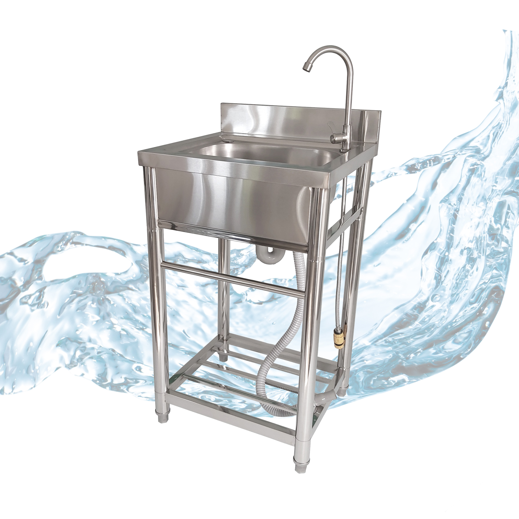 Spültisch freistehend, Wasserhahn mit Gartenschlauch-Anschluss, Spülbecken Spültisch freistehend_Wasserhahn mit Gartenschlauch-Anschluss_M Spültisch freistehend, Wasserhahn mit Gartenschlauch-Anschluss, Spülbecken Spültisch freistehend_Wasserhahn mit Gartenschlauch-Anschluss_M