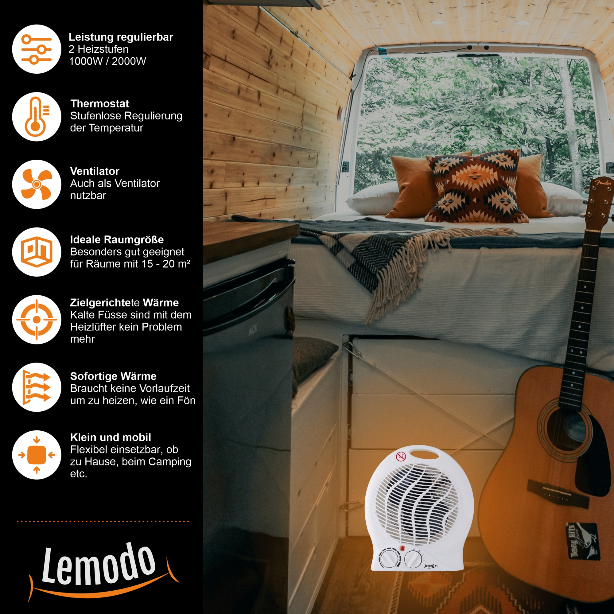 Heizlüfter mit 2.000 Watt, Elektroheizung für Räume bis 20 qm NA135 Heizlüfter mit 2.000 Watt, Elektroheizung für Räume bis 20 qm NA135
