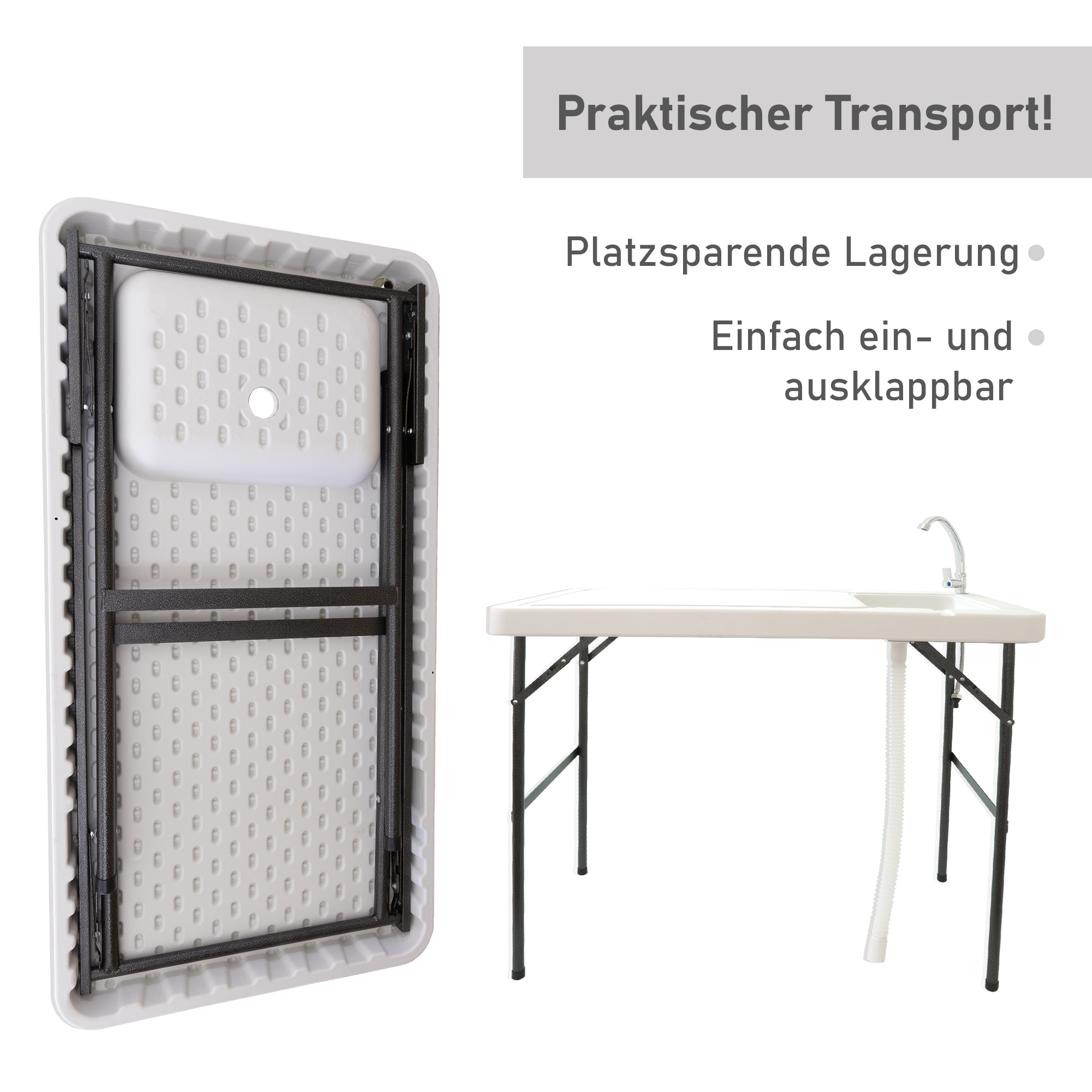 Klappbarer Filetiertisch, Camping Spüle mit Wasserhahn und großer Arbeitsfläche BL115 Klappbarer Filetiertisch, Camping Spüle mit Wasserhahn und großer Arbeitsfläche BL115