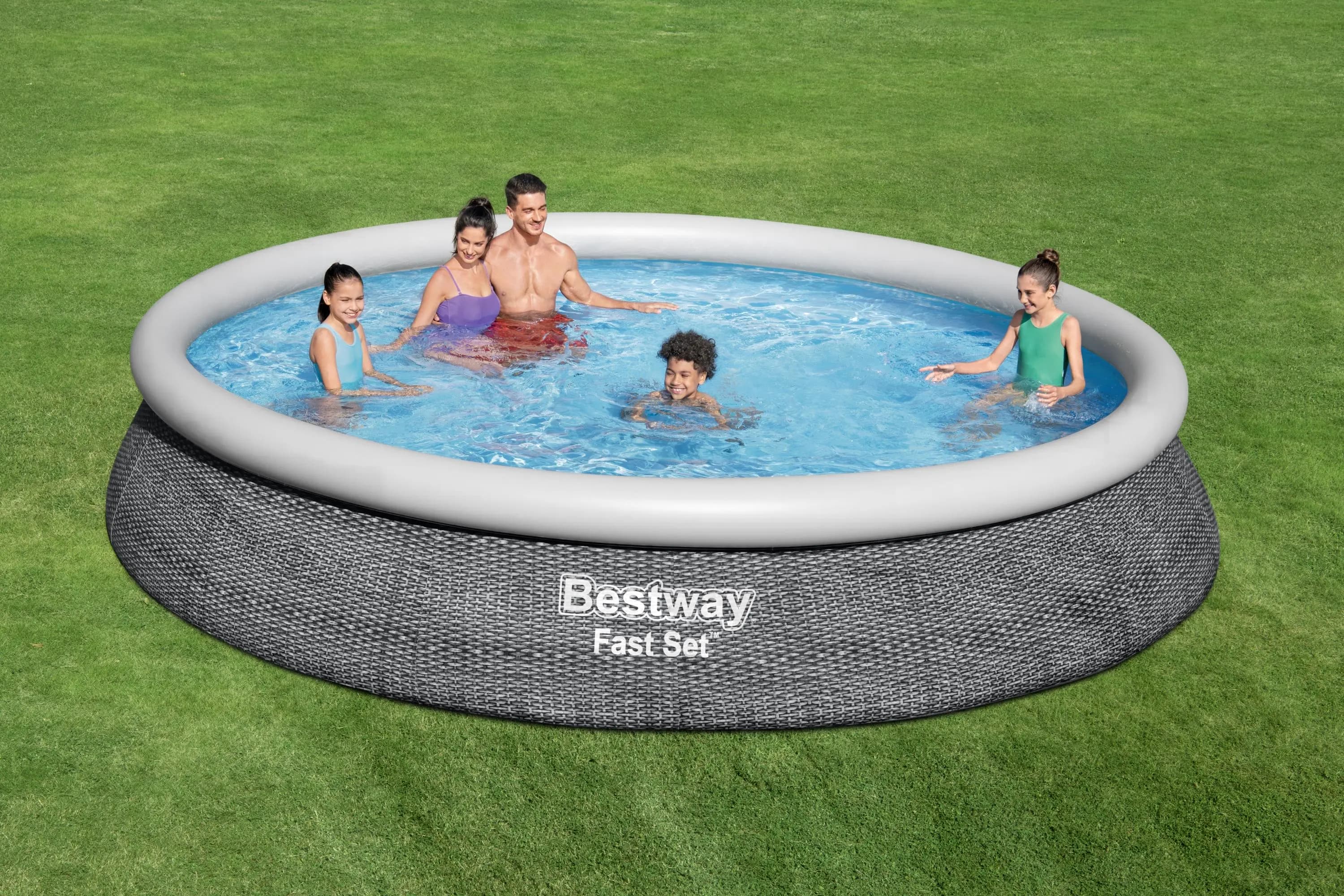 Fast Set™ Aufstellpool-Set mit Filterpumpe Ø 457 x 84 cm, Rattan-Optik (Schiefergrau), rund 57313_22