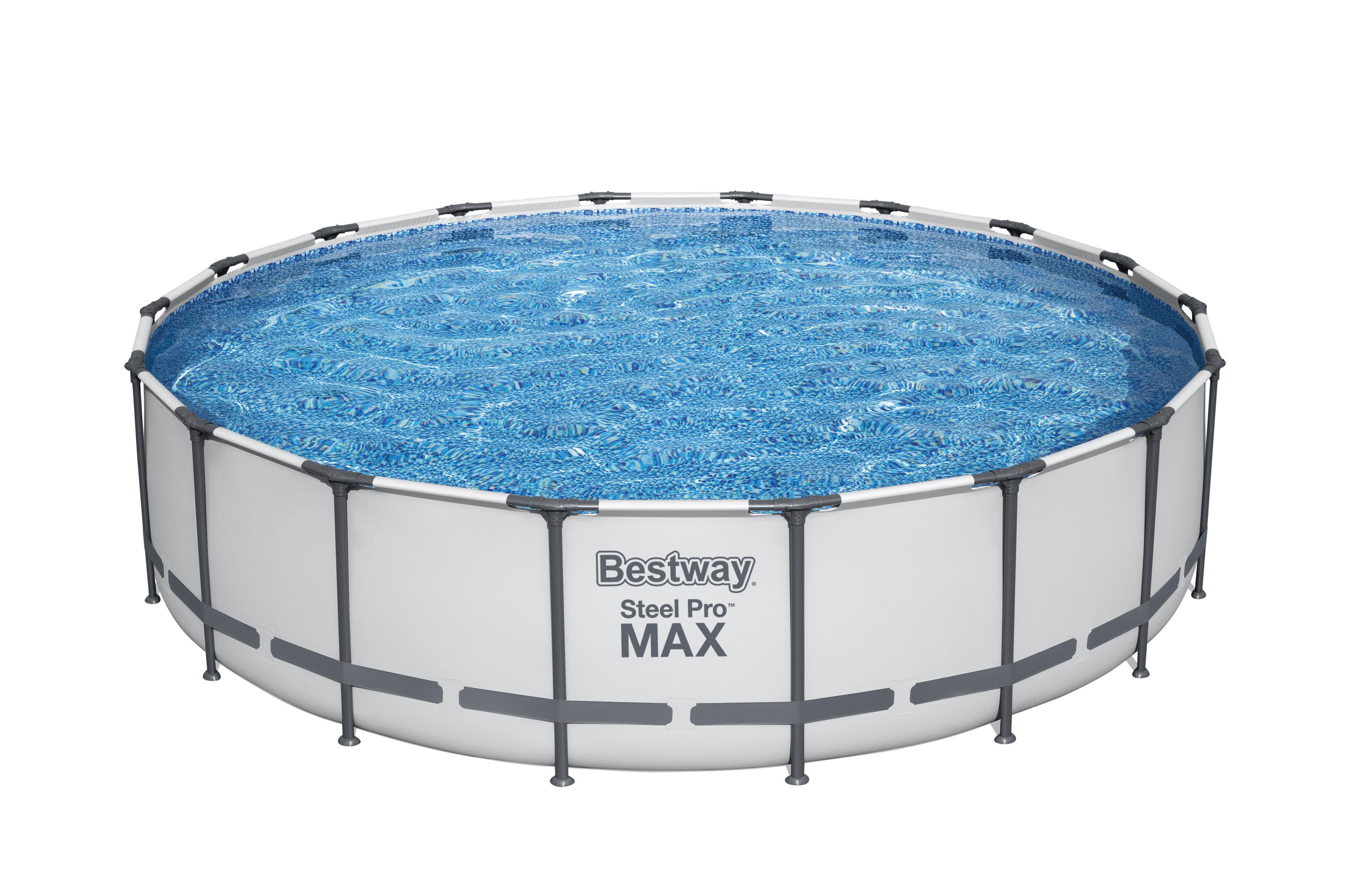 Steel Pro MAX Bestway Frame Pool Komplett-Set mit Filterpumpe Ø 549 x 122 cm, lichtgrau, rund 56462_22 Steel Pro MAX Bestway Frame Pool Komplett-Set mit Filterpumpe Ø 549 x 122 cm, lichtgrau, rund 56462_22