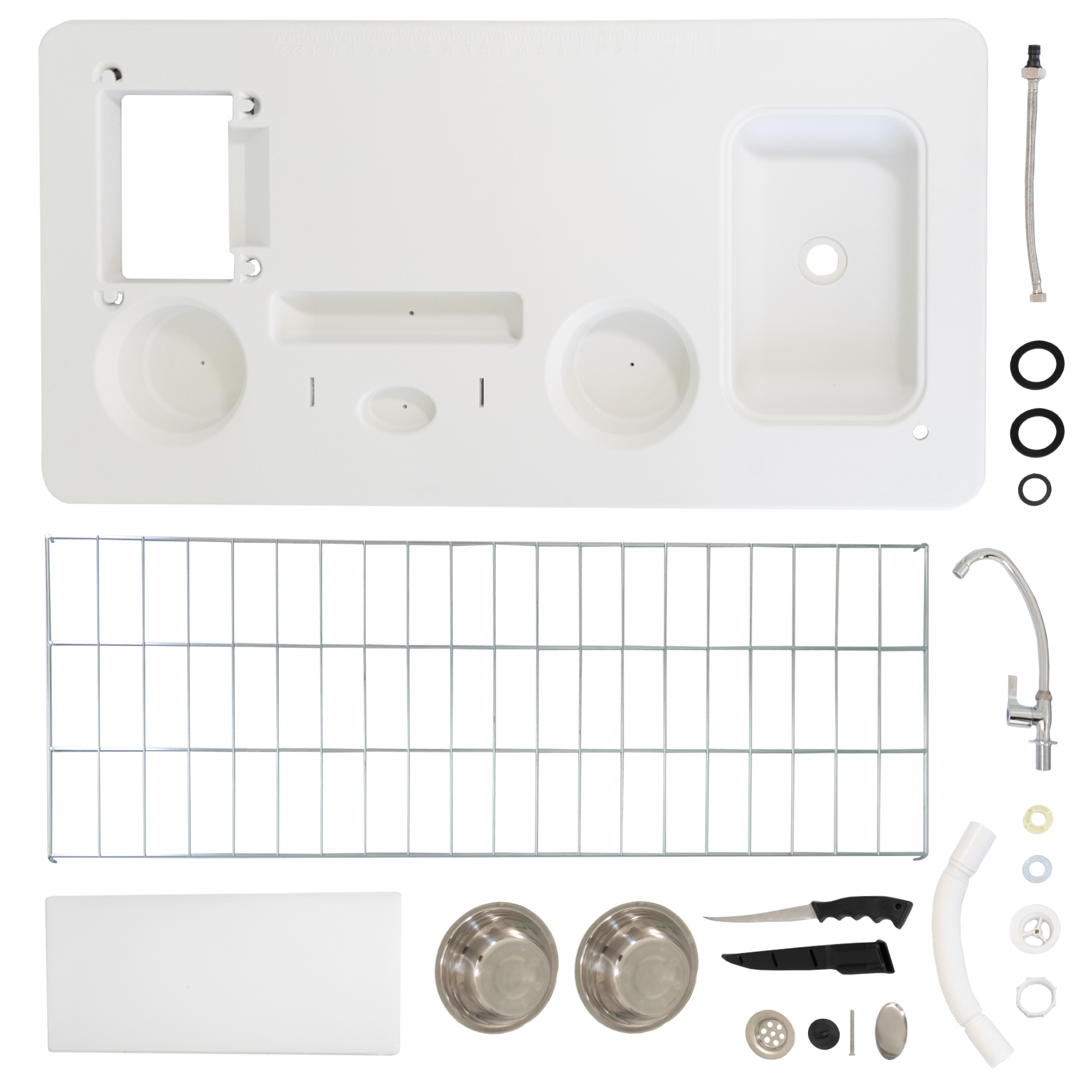 Klappbarer Filetiertisch, Camping Spüle mit 2 Schüsseln und Filetierbrett BL126 Klappbarer Filetiertisch, Camping Spüle mit 2 Schüsseln und Filetierbrett BL126