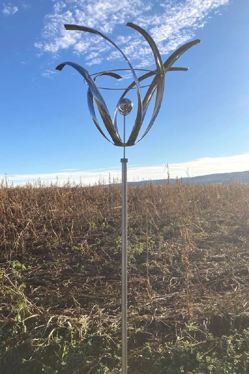 Edelstahl Windspiel Tulpe, Höhe ca. 165 cm, Windspinner OW2708