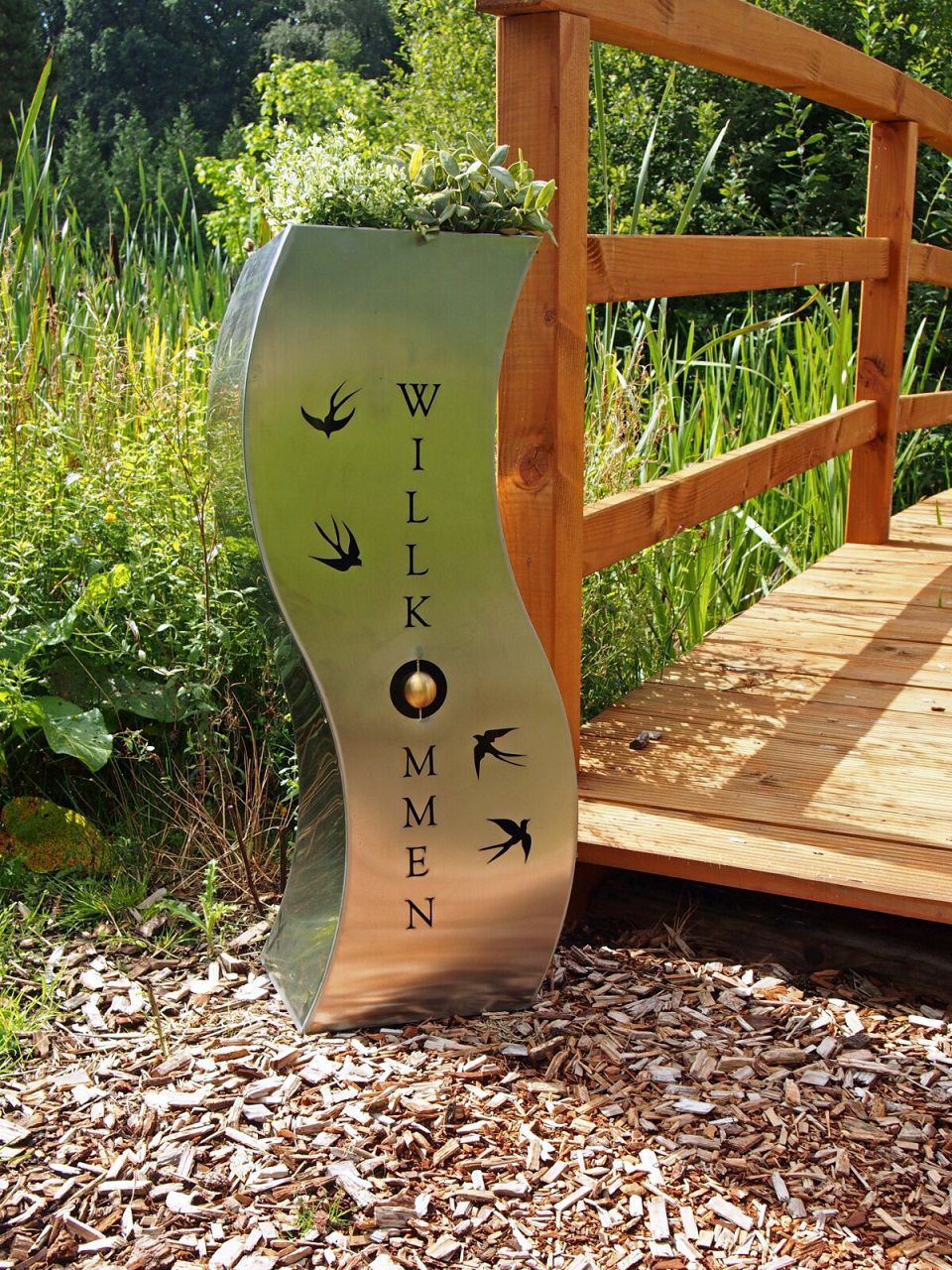 Pflanzsäule SCHWALBE, Edelstahl geschwungen, Dekosäule HI-345364 Pflanzsäule SCHWALBE, Edelstahl geschwungen, Dekosäule HI-345364