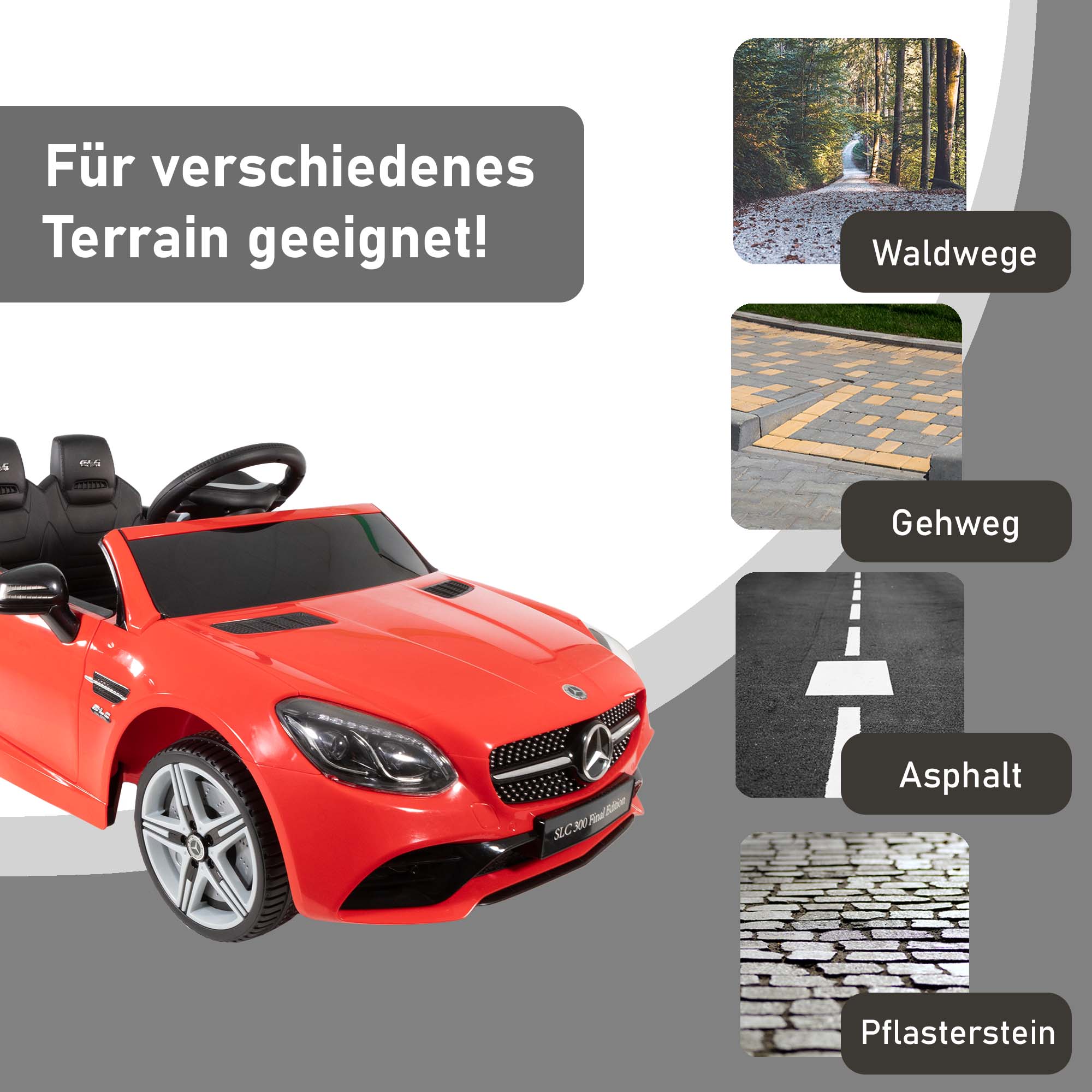 Kinder Elektroauto ab 3 Jahren in rot, Kinderauto mit vielen Funktionen und Fernbedienung PT012_R