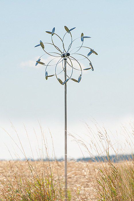 Edelstahl Windspiel Wind Flower ST Ø 50 cm inkl. Stab ca. 160 cm OW2680