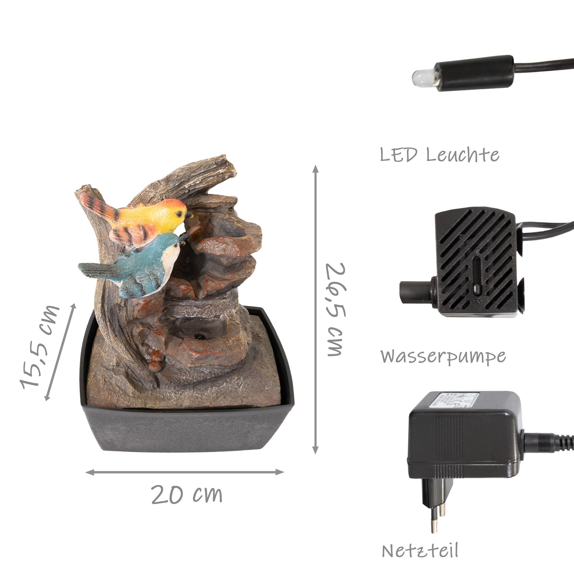 Zimmerbrunnen mit LED-Beleuchtung, Dekobrunnen “Vögel” für die Wohnung NA197 Zimmerbrunnen mit LED-Beleuchtung, Dekobrunnen “Vögel” für die Wohnung NA197