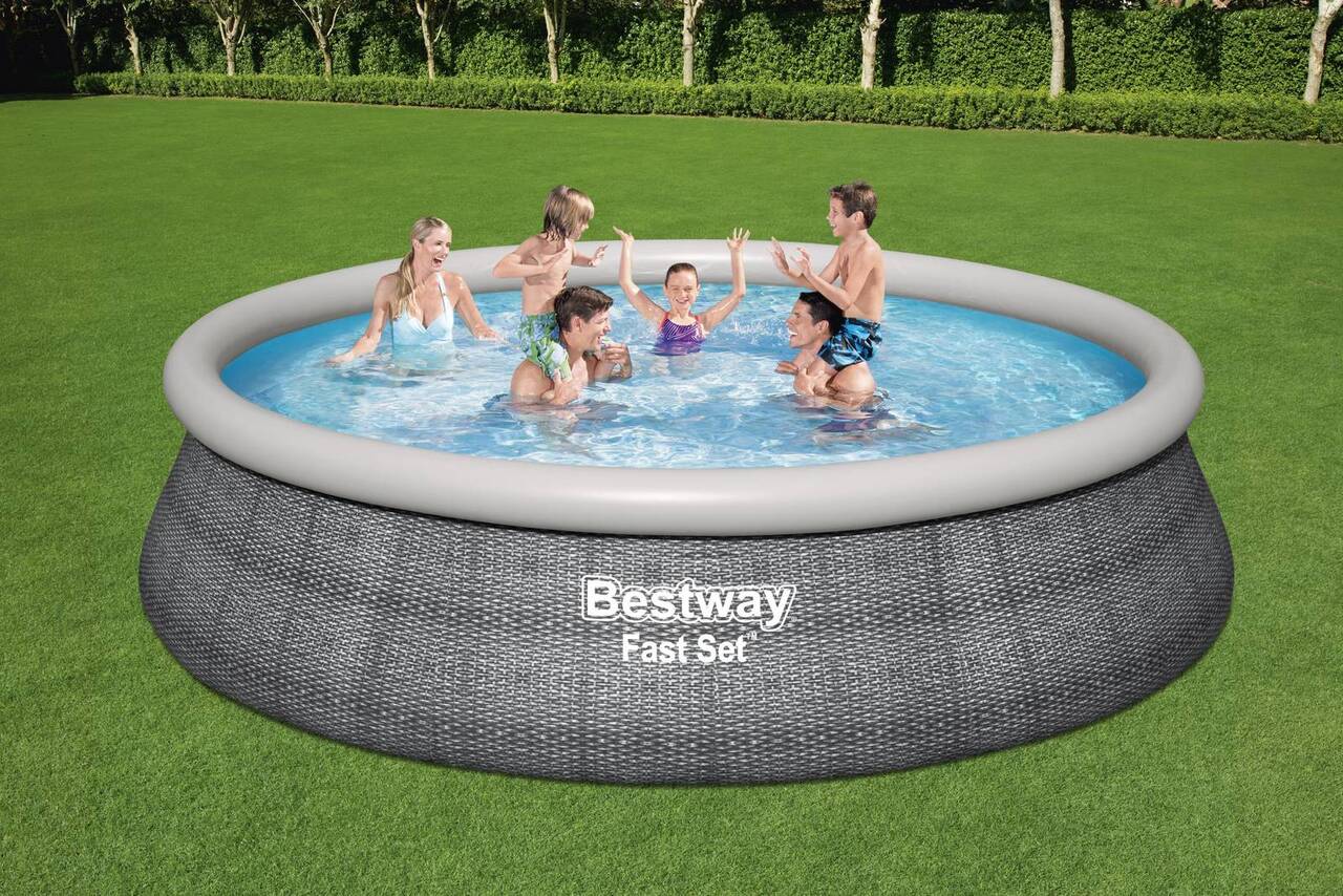 Fast Set™ Aufstellpool-Set mit Filterpumpe Ø 457 x 107 cm, Rattan-Optik (Schiefergrau), rund 57372_22