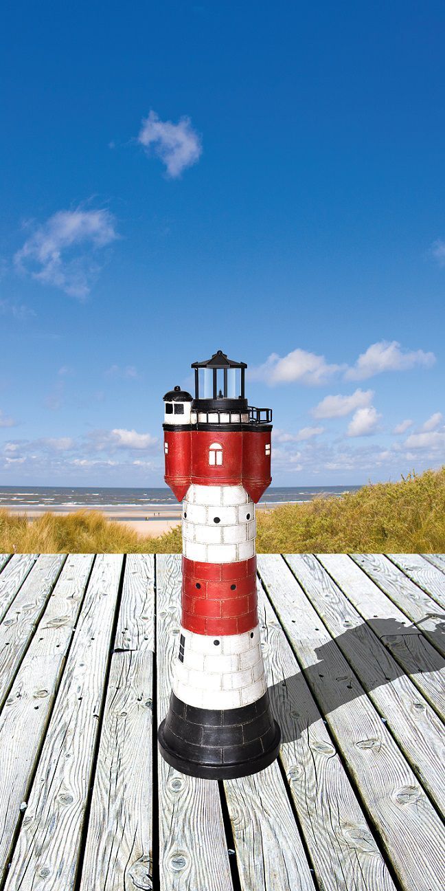 Solar-Leuchtturm Roter Sand, 50 cm, mit LED Beleuchtung WE-2639 Solar-Leuchtturm Roter Sand, 50 cm, mit LED Beleuchtung WE-2639