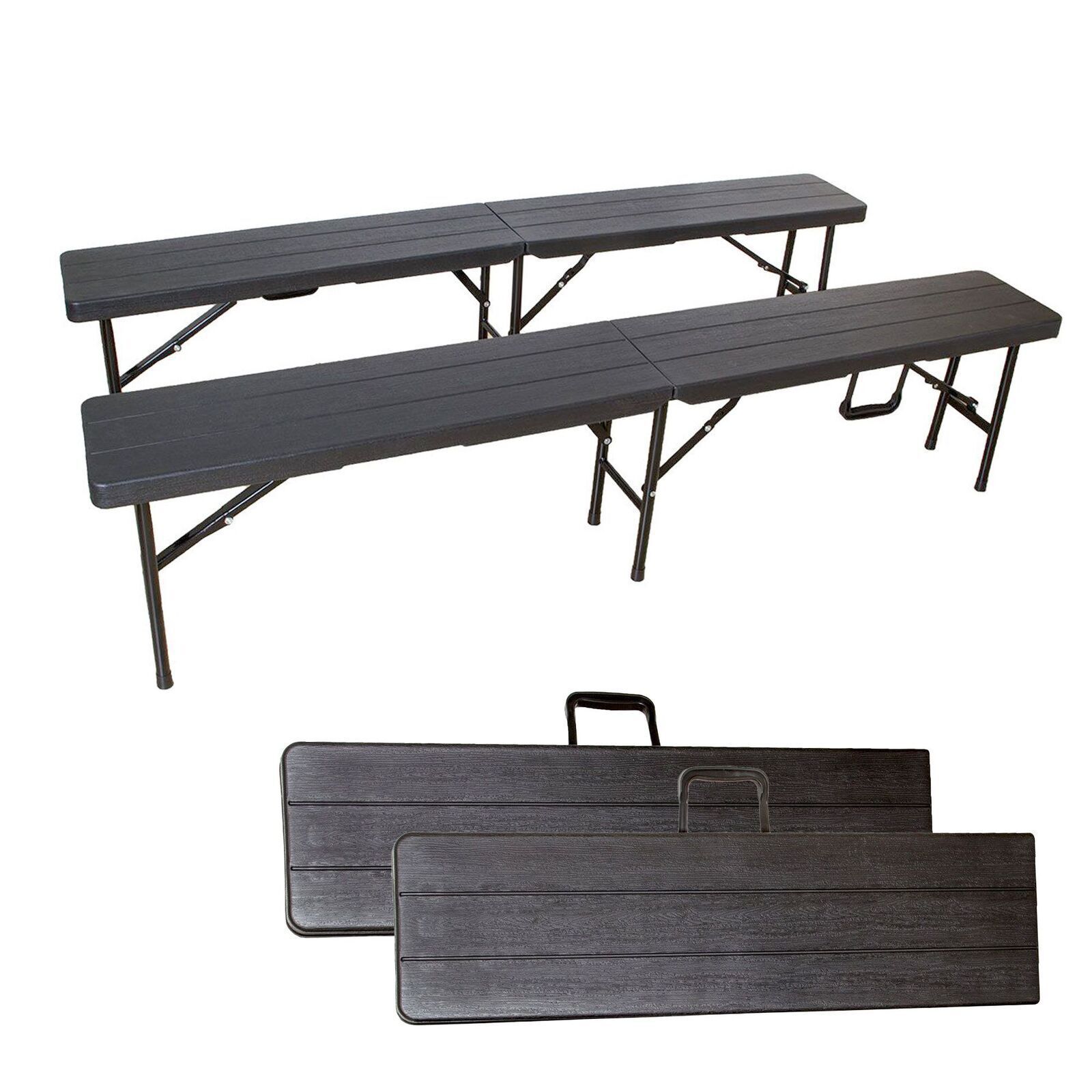 Klappbank im 2er Set, mobile Sitzbank 180 x 25 cm, klappbare Bierbank für 4 Personen TB014 Klappbank im 2er Set, mobile Sitzbank 180 x 25 cm, klappbare Bierbank für 4 Personen TB014