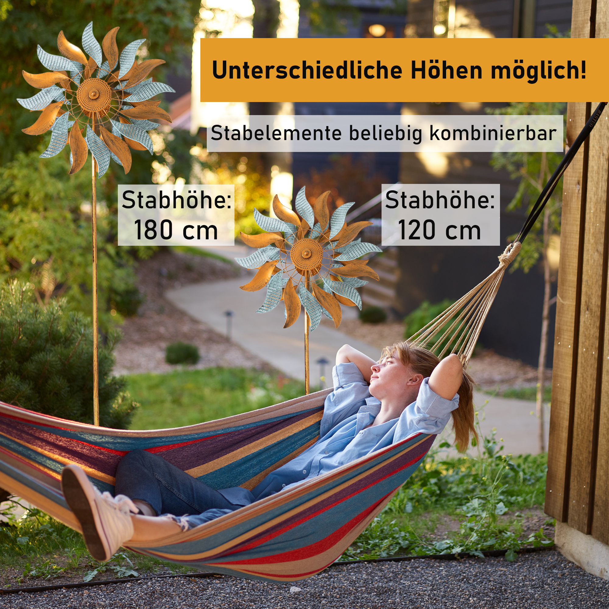 Windrad “Fire Flower”, Windspiel mit 2 gegenläufigen Rotoren, Gartendeko 213 cm hoch NA183 Windrad “Fire Flower”, Windspiel mit 2 gegenläufigen Rotoren, Gartendeko 213 cm hoch NA183