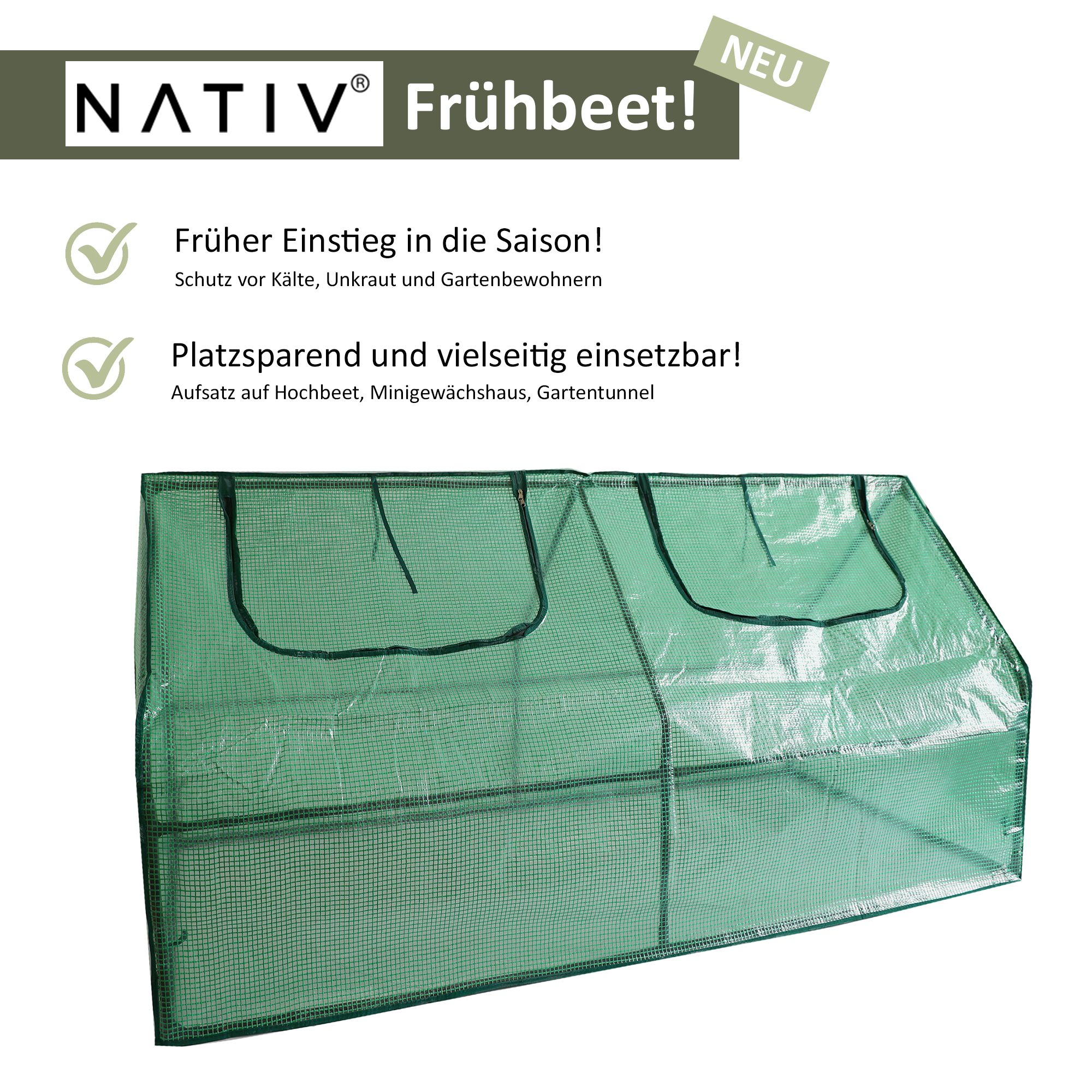 Foliengewächshaus mit 2 Zugriffsfenstern, Tomatenhaus 180 x 90 cm, 90 cm hoch NA177