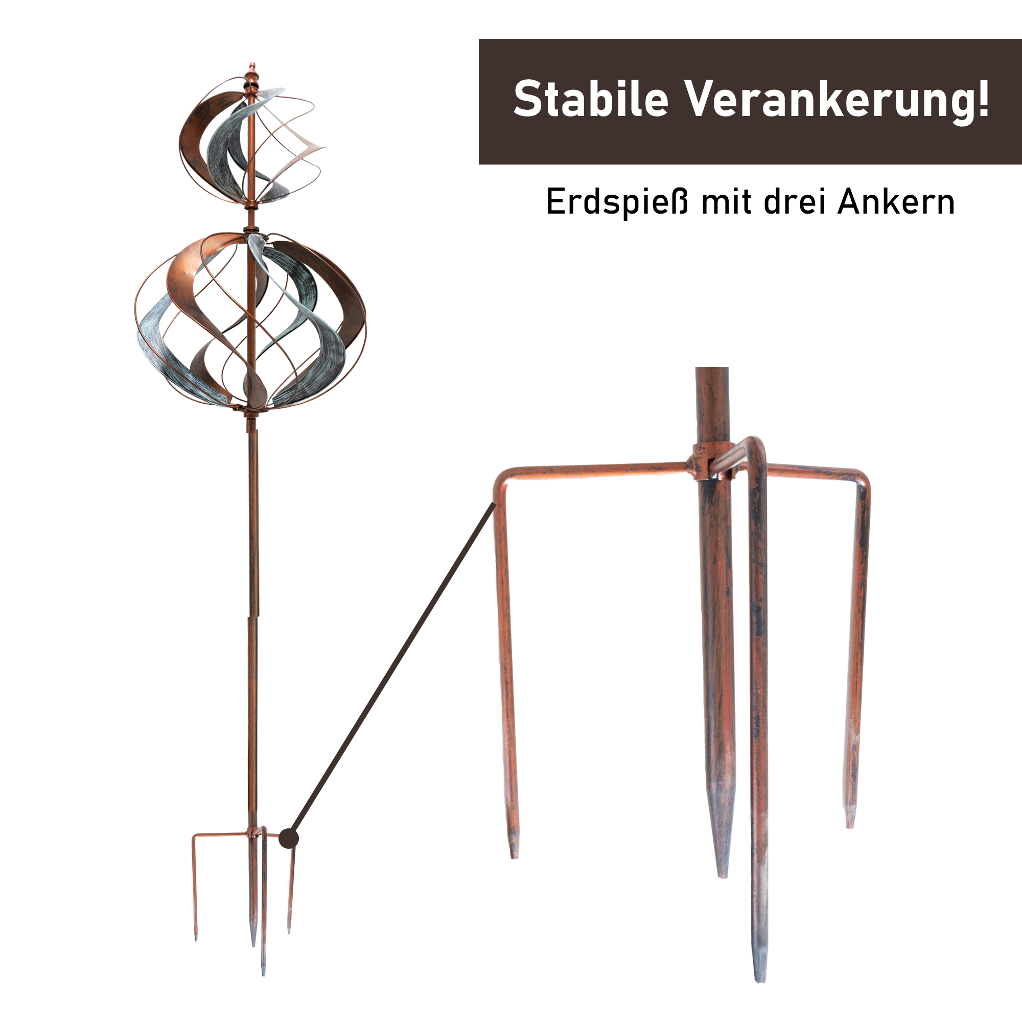 Windrad “Tulip” mit 2 gegenläufigen Rotoren, Gartendeko, 213 cm hoch NA187 Windrad “Tulip” mit 2 gegenläufigen Rotoren, Gartendeko, 213 cm hoch NA187