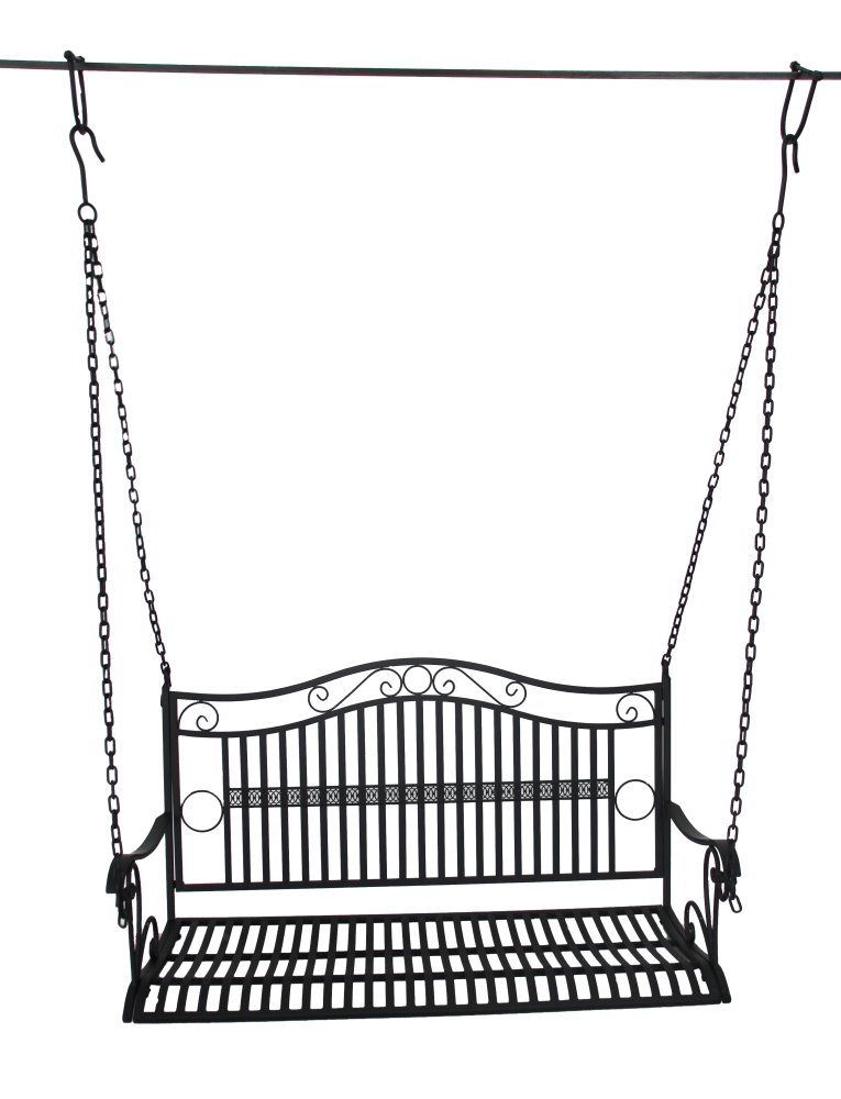 Hängebank Metall, 2-Sitzer, Schaukel mit Ketten, Hängesessel schwarz HI-950495