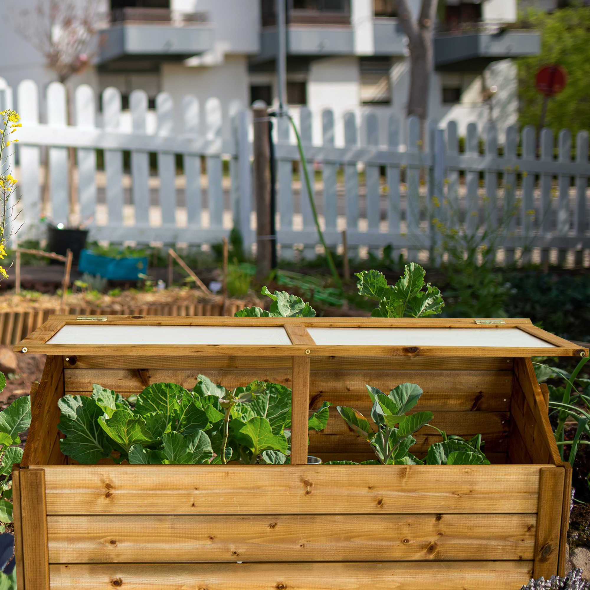 Frühbeet 100x60 cm, braun, Frühbeetaufsatz für Hochbeete, Frühbeetkasten NA113_B Frühbeet 100x60 cm, braun, Frühbeetaufsatz für Hochbeete, Frühbeetkasten NA113_B