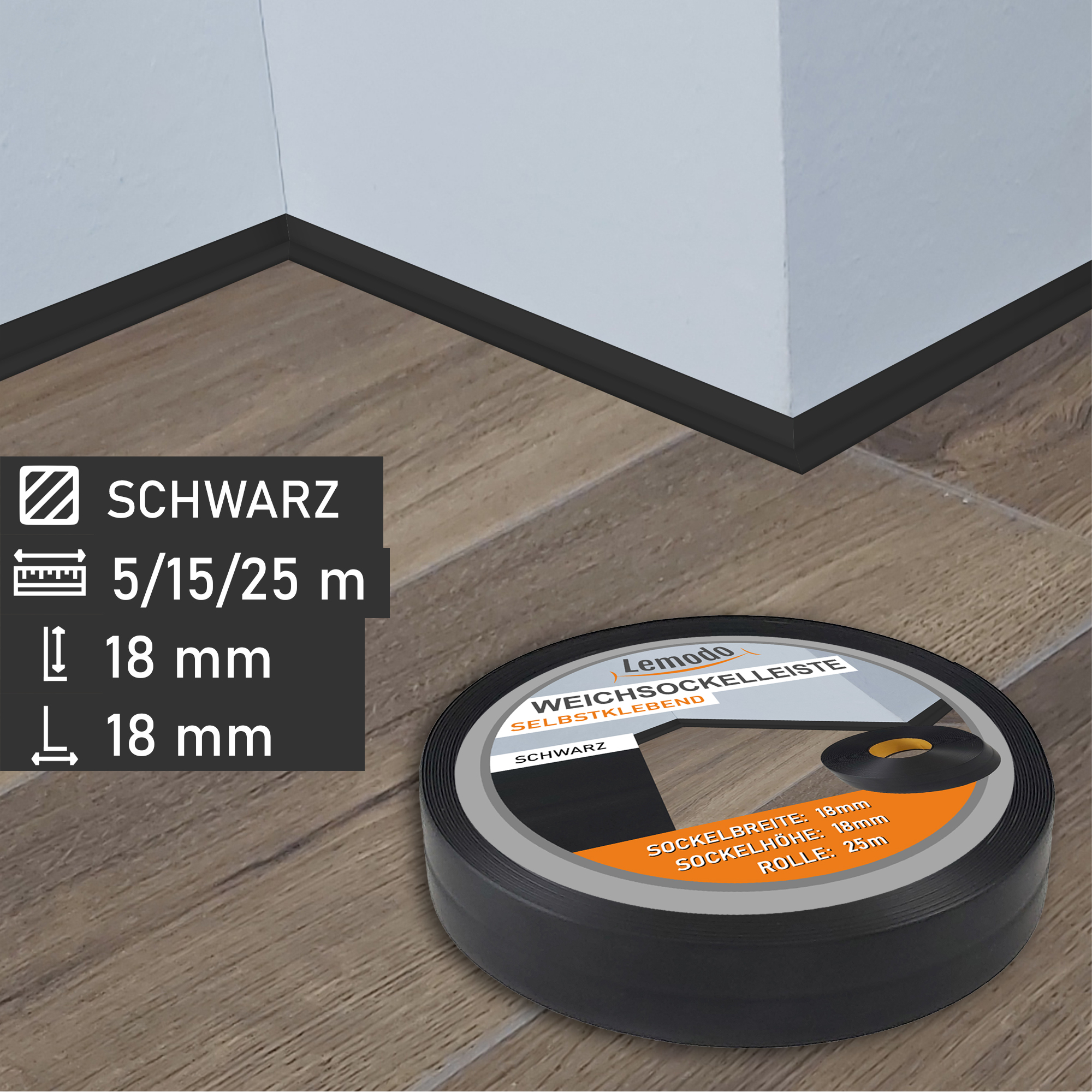 Knickwinkelleiste, PVC, 25m, schwarz, selbstklebend, Sockelleiste MS013 Knickwinkelleiste, PVC, 25m, schwarz, selbstklebend, Sockelleiste MS013