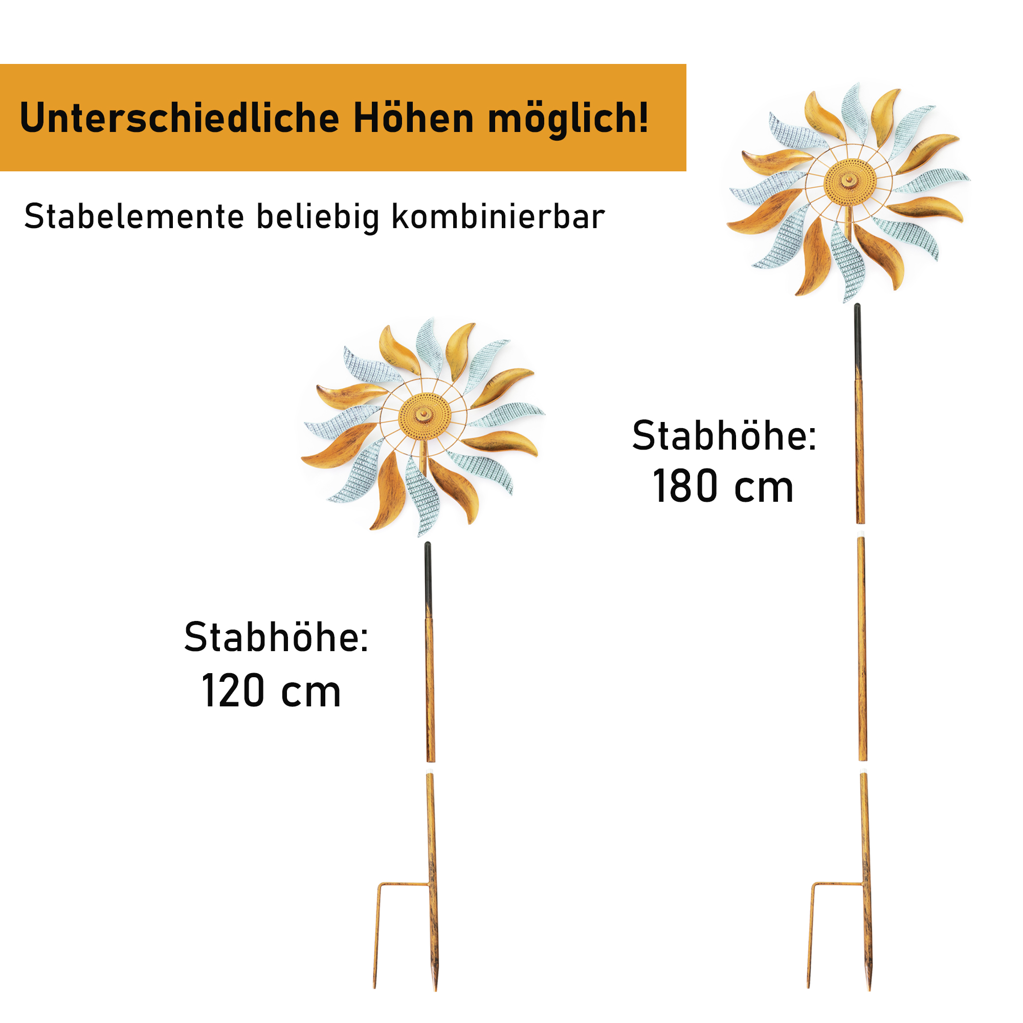 Windrad “Fire Flower”, Windspiel mit 2 gegenläufigen Rotoren, Gartendeko 213 cm hoch NA183 Windrad “Fire Flower”, Windspiel mit 2 gegenläufigen Rotoren, Gartendeko 213 cm hoch NA183
