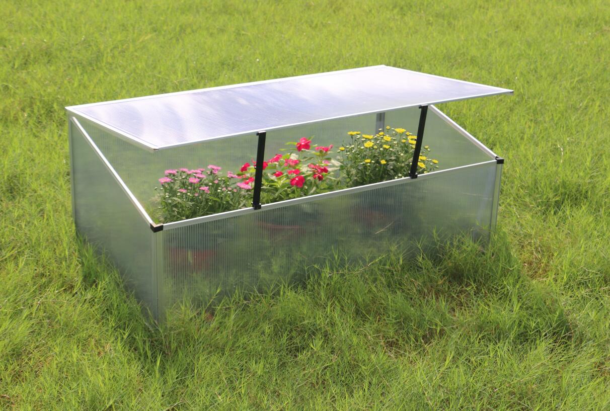 Frühbeet aus 1 mm starkem Aluminium, Treibhaus mit Aufstelldach, Frühbeetaufsatz NA209