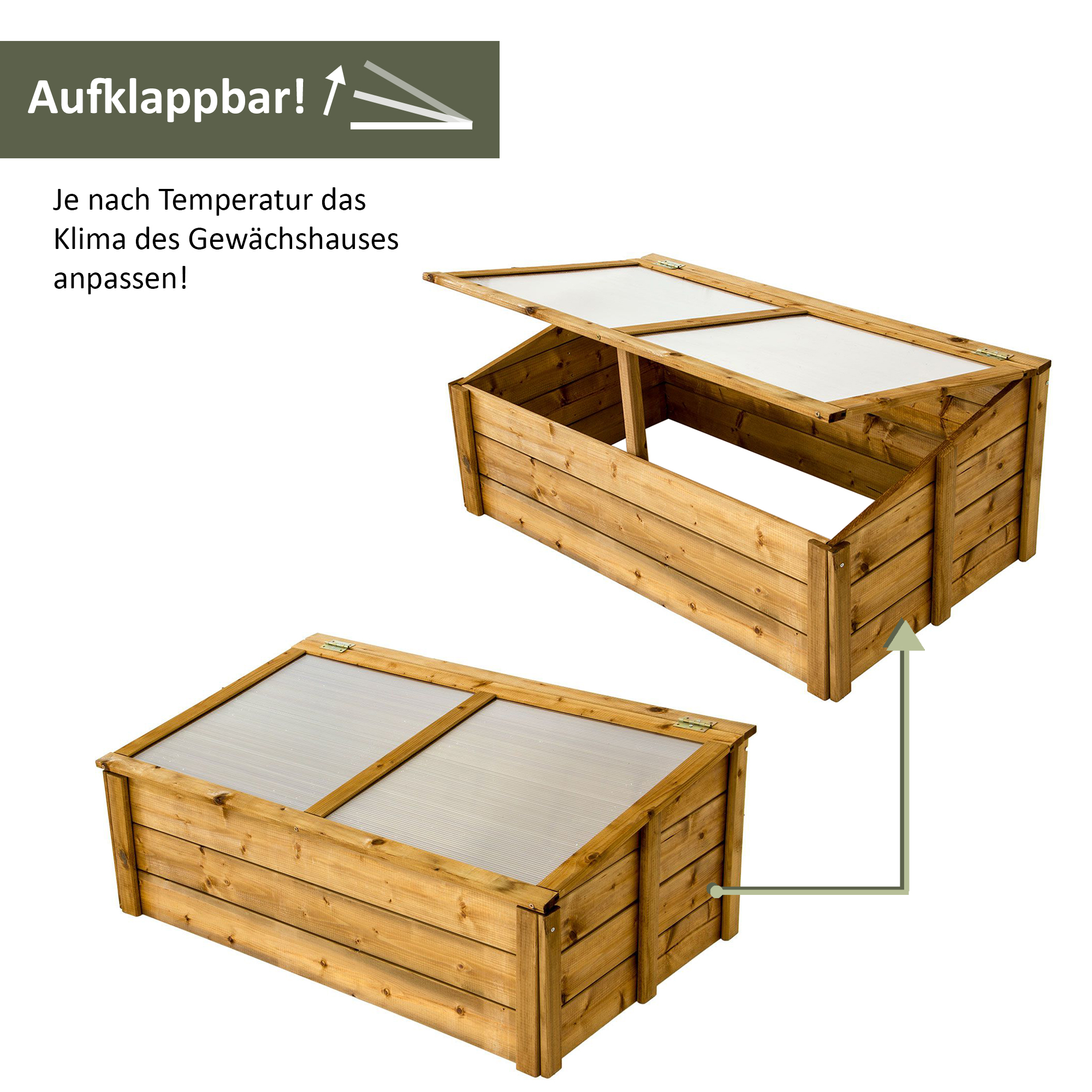 Frühbeet 100x60 cm, braun, Frühbeetaufsatz für Hochbeete, Frühbeetkasten NA113_B Frühbeet 100x60 cm, braun, Frühbeetaufsatz für Hochbeete, Frühbeetkasten NA113_B