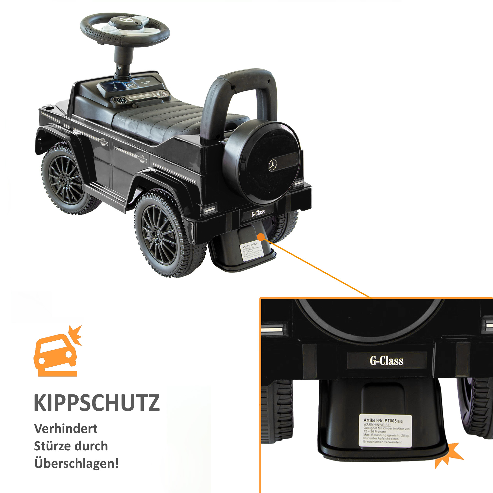 Rutscherauto Mercedes G350d in schwarz, Babyrutscher PT005_S Rutscherauto Mercedes G350d in schwarz, Babyrutscher PT005_S