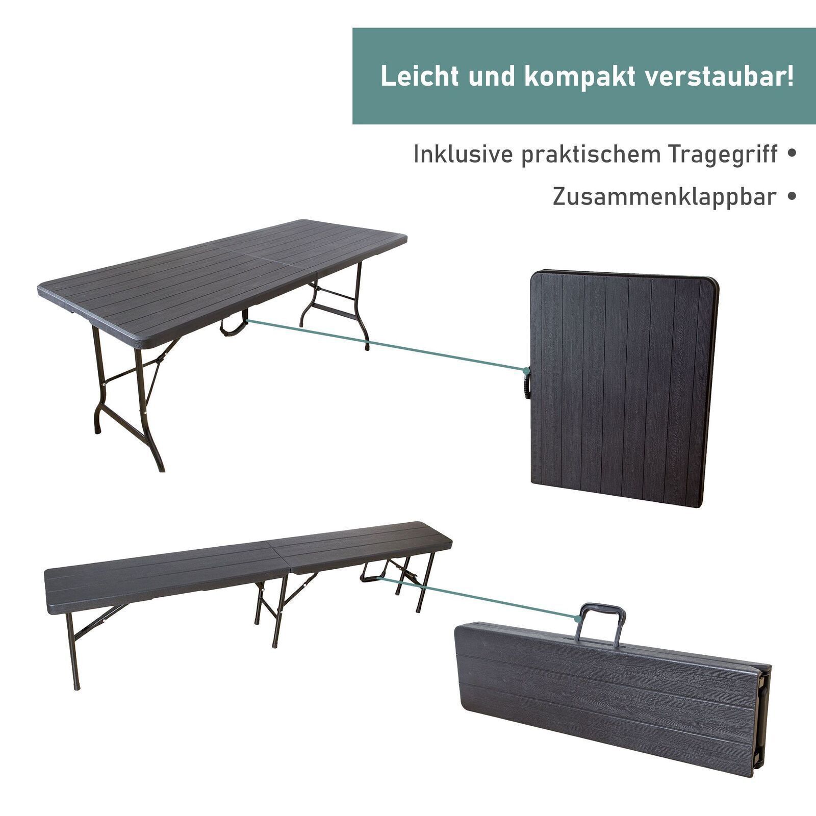 Bierzeltgarnitur Set mit 2x Bierbank und 1x Buffettisch, klappbare Biertischgarnitur TB013_SET Bierzeltgarnitur Set mit 2x Bierbank und 1x Buffettisch, klappbare Biertischgarnitur TB013_SET