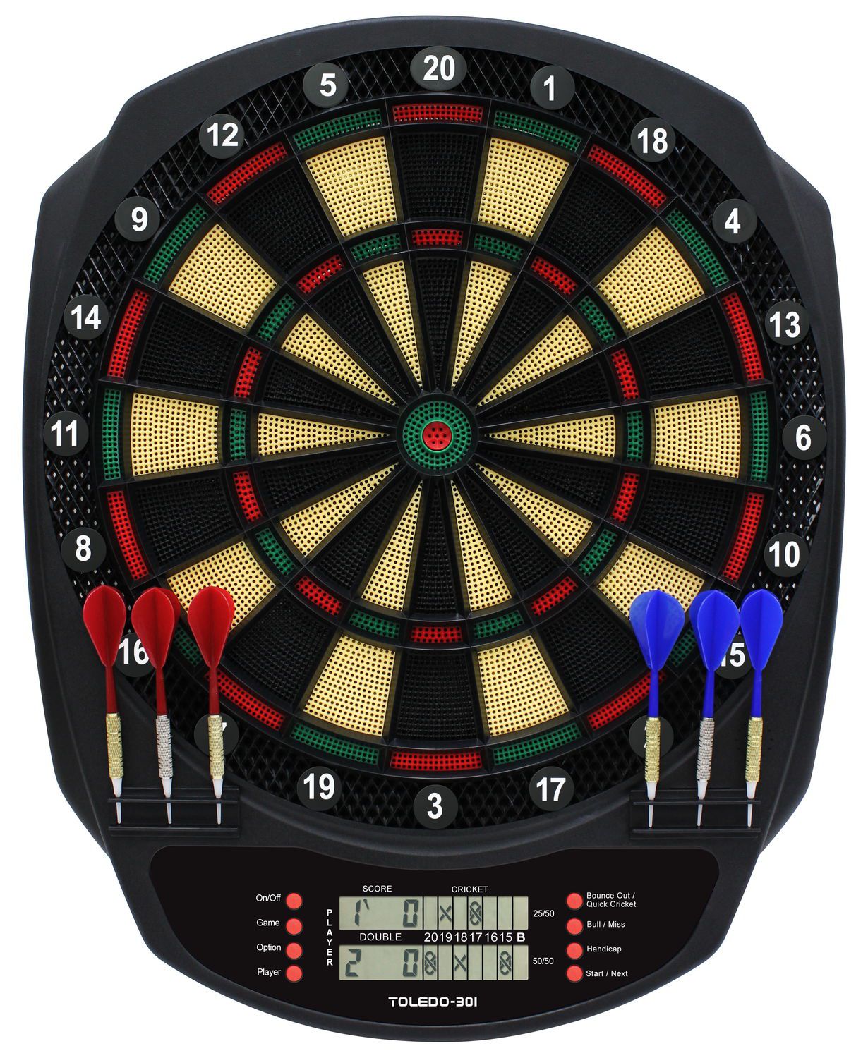 Elektronisches Dartboard TOLEDO-301, 3-Loch Abstand CC-92017 Elektronisches Dartboard TOLEDO-301, 3-Loch Abstand CC-92017
