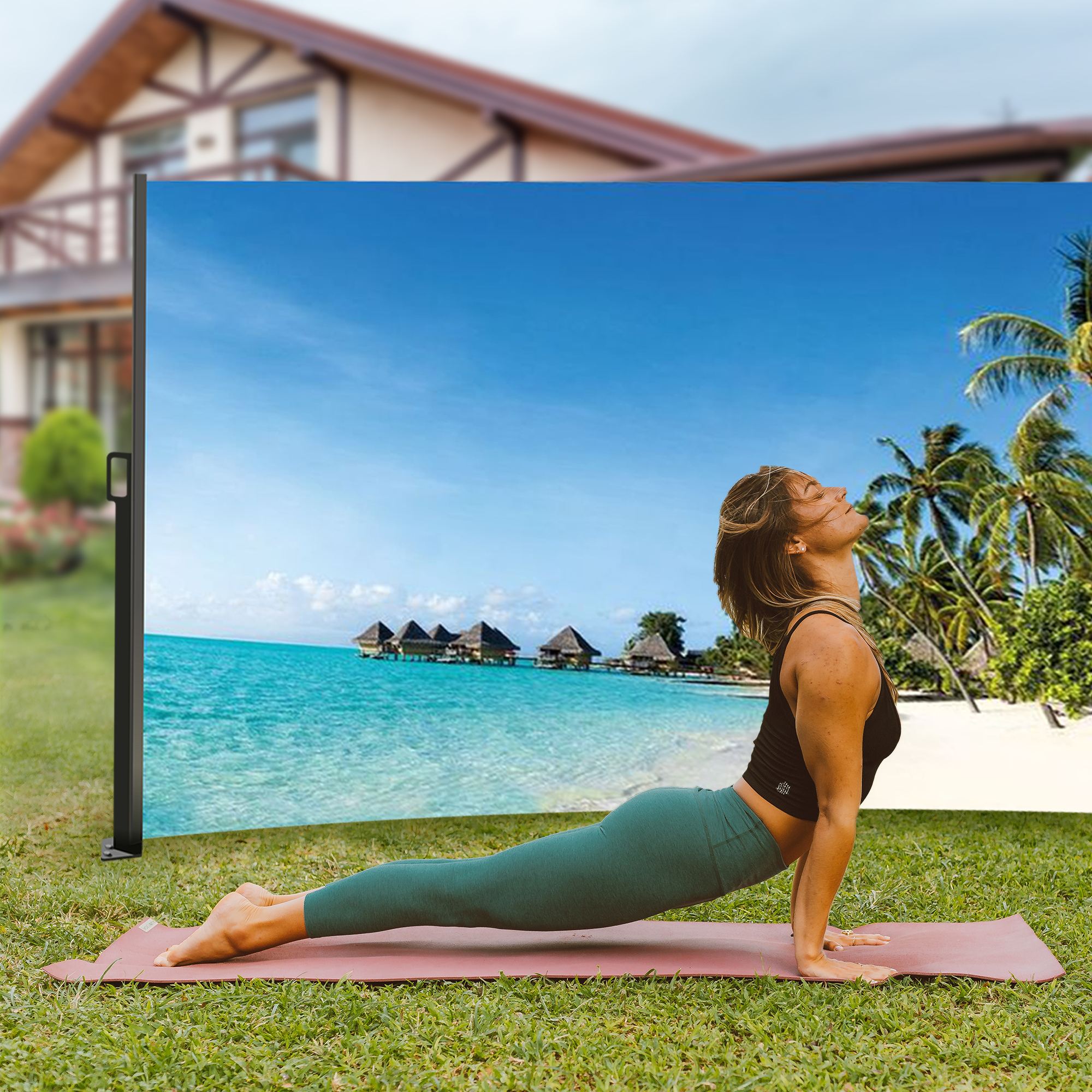 Seitenmarkise ausziehbar links, 180 cm hoch, Seitenrollo mit Fotodruck Südsee NA099-R Seitenmarkise ausziehbar links, 180 cm hoch, Seitenrollo mit Fotodruck Südsee NA099-R