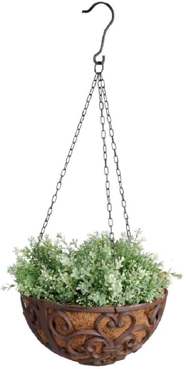 Esschert Design Blumenampel aus Gusseisen, Hängeampel mit Kokosmatte, 30,0 cm ES-BPH26 Esschert Design Blumenampel aus Gusseisen, Hängeampel mit Kokosmatte, 30,0 cm ES-BPH26