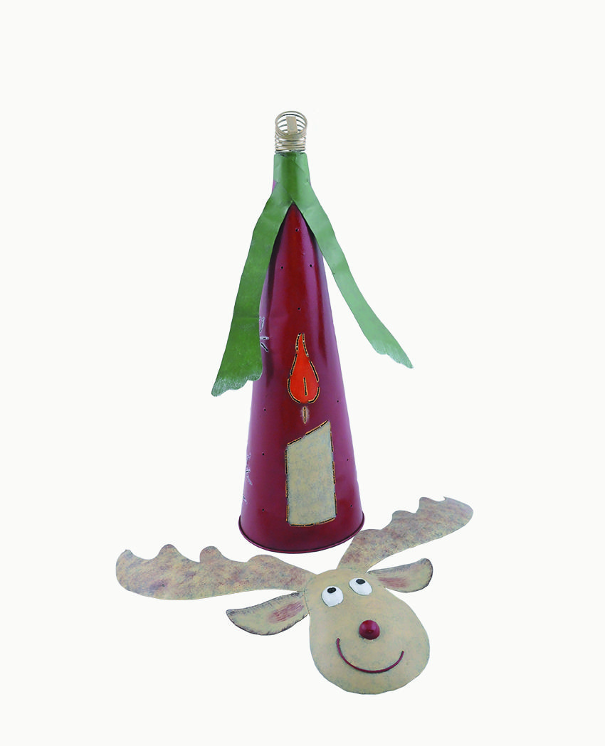 Gartenfigur Rentier stehend, 2-teilig, rot-grün, 87 x 60 x 25 cm MD-17832