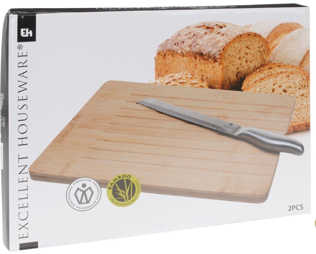 Schneidebrett aus Bambus incl. Messer mit Wellenschliff KM-170420420 Schneidebrett aus Bambus incl. Messer mit Wellenschliff KM-170420420