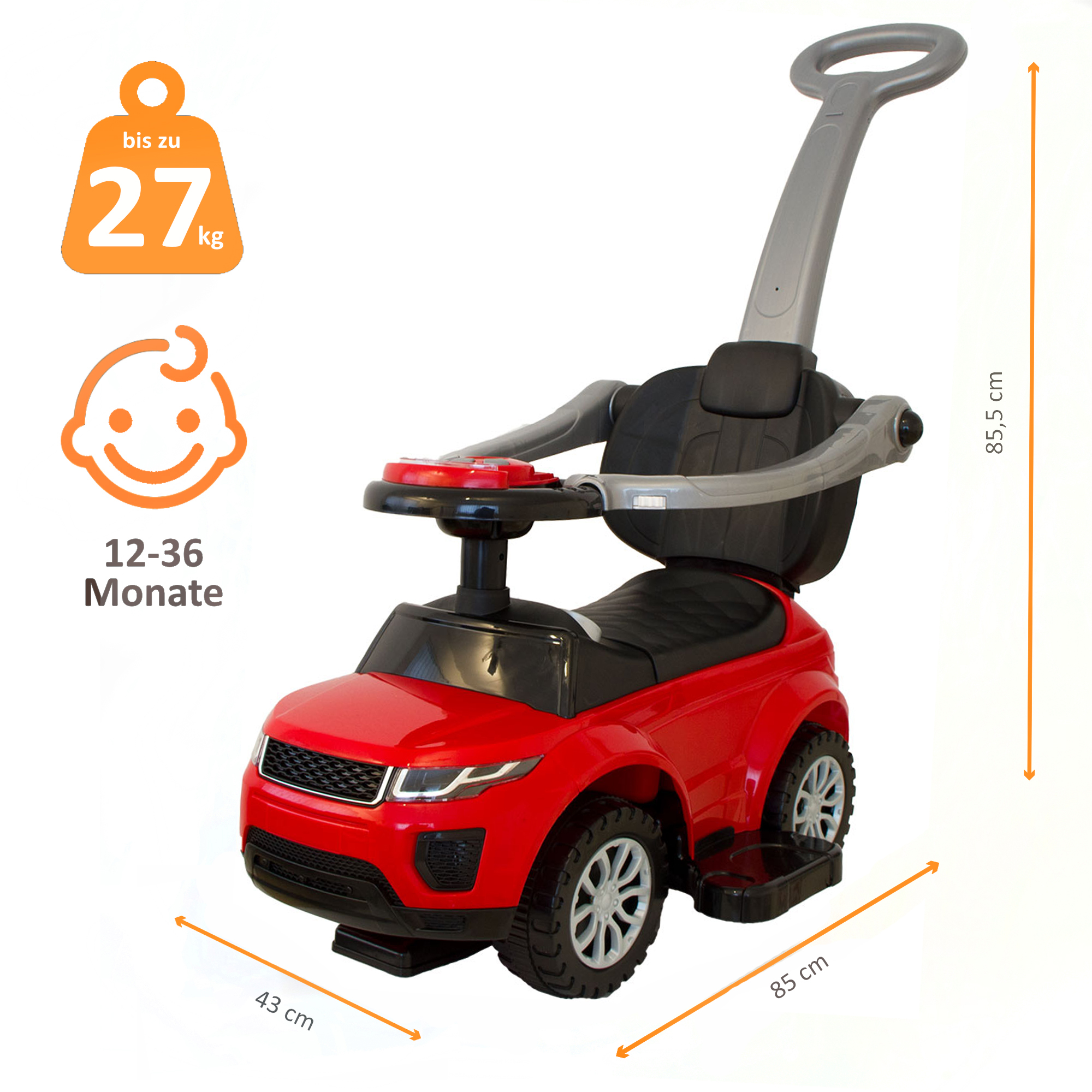 Rutschauto in rot mit Schiebestange, Rutschfahrzeug ab 1 Jahr, Rutscherfahrzeug mit Sicherheitsbügel BS016 Rutschauto in rot mit Schiebestange, Rutschfahrzeug ab 1 Jahr, Rutscherfahrzeug mit Sicherheitsbügel BS016