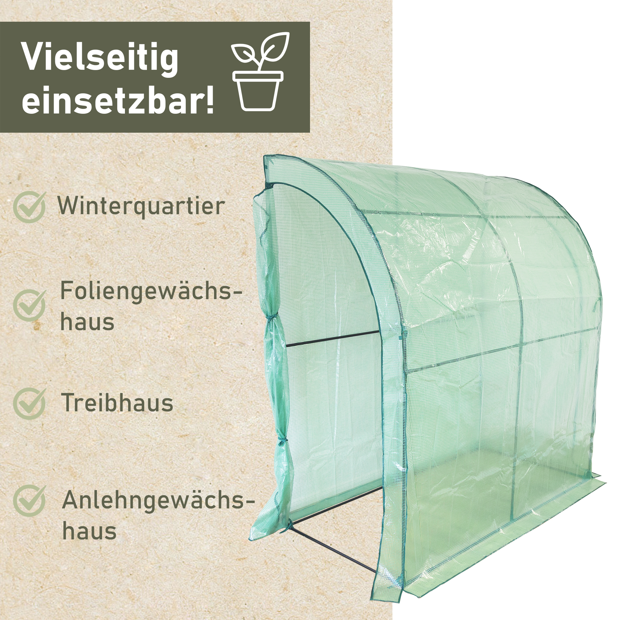 Anlehngewächshaus 200x215x100 cm, Foliengewächshaus inklusive Pflanzregal NA208 Anlehngewächshaus 200x215x100 cm, Foliengewächshaus inklusive Pflanzregal NA208