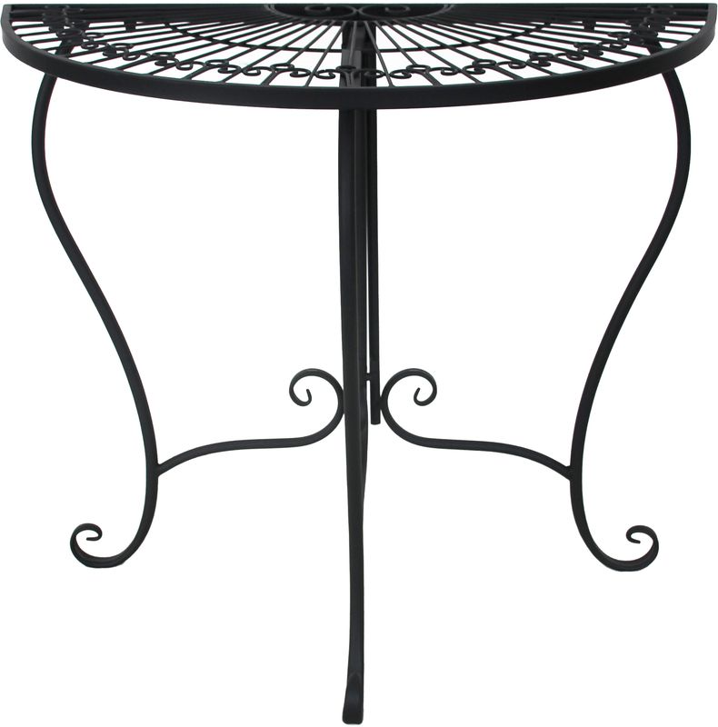 Halbrunder Metalltisch, Wandtisch, Balkontisch, Gartentisch, Beistelltisch, schwarz HI-950311 Halbrunder Metalltisch, Wandtisch, Balkontisch, Gartentisch, Beistelltisch, schwarz HI-950311