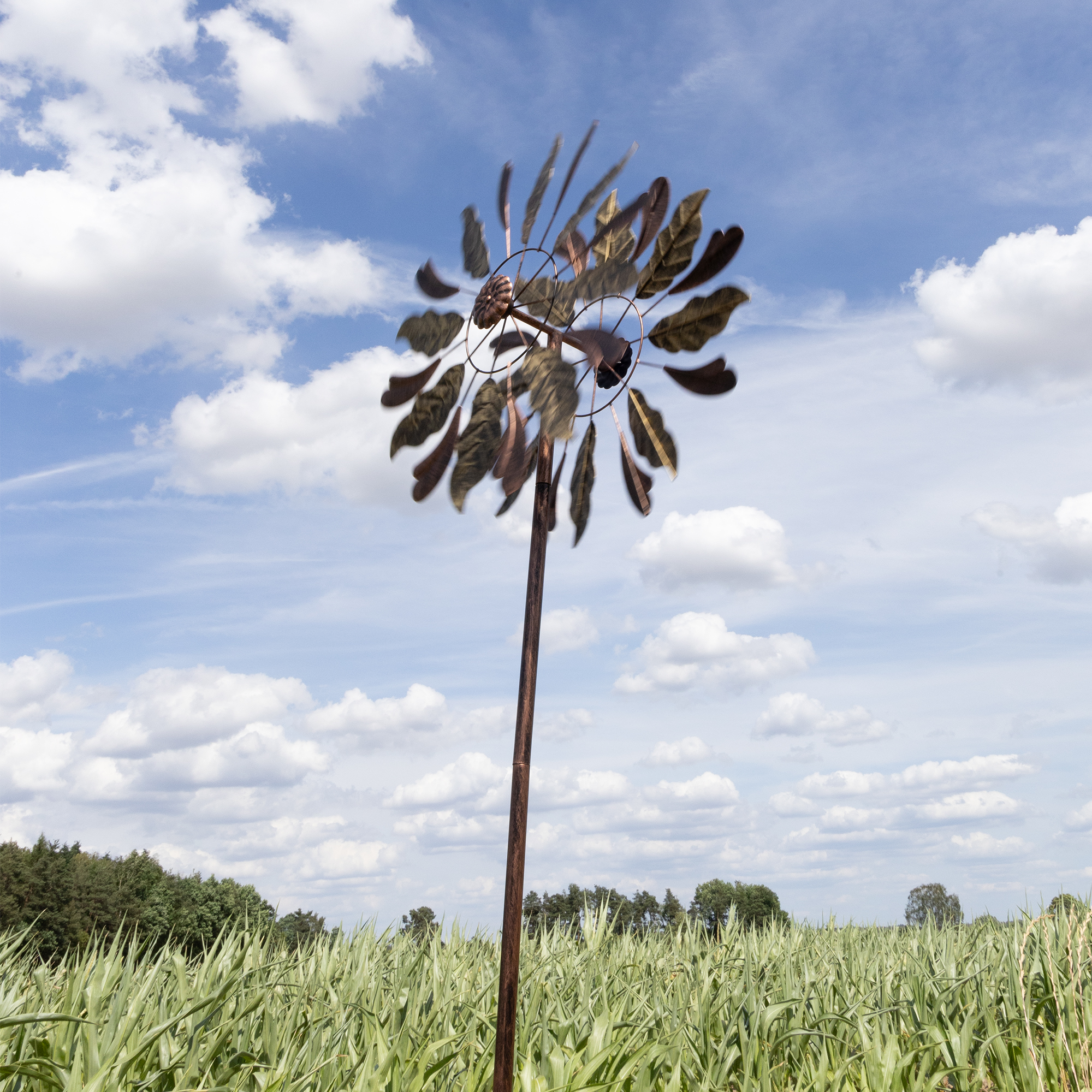 Windrad “Leaves” mit 2 gegenläufigen Propellern, Gartendeko, 213 cm hoch NA184