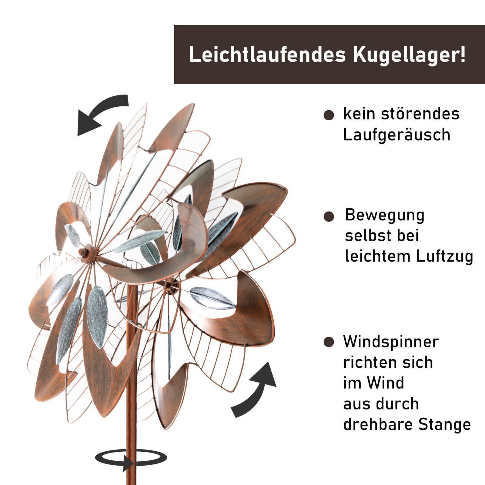 Windrad “Dandelion” mit 2 gegenläufigen Propellern, Gartendeko, 213 cm hoch NA185 Windrad “Dandelion” mit 2 gegenläufigen Propellern, Gartendeko, 213 cm hoch NA185