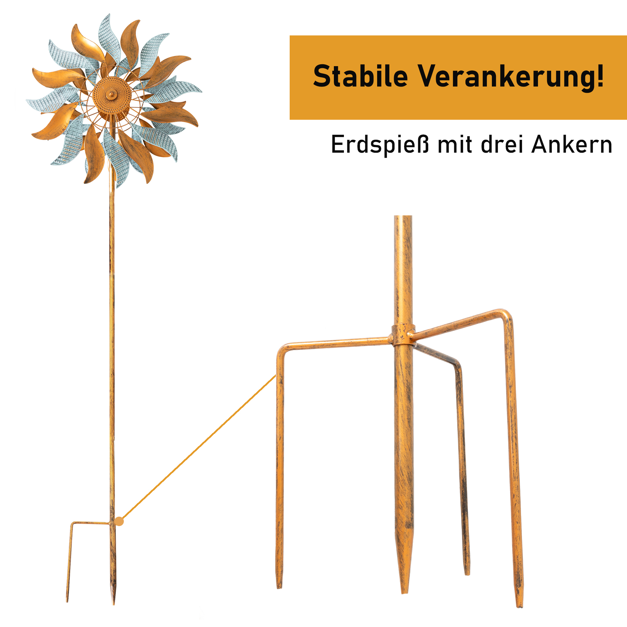 Windrad “Fire Flower”, Windspiel mit 2 gegenläufigen Rotoren, Gartendeko 213 cm hoch NA183 Windrad “Fire Flower”, Windspiel mit 2 gegenläufigen Rotoren, Gartendeko 213 cm hoch NA183