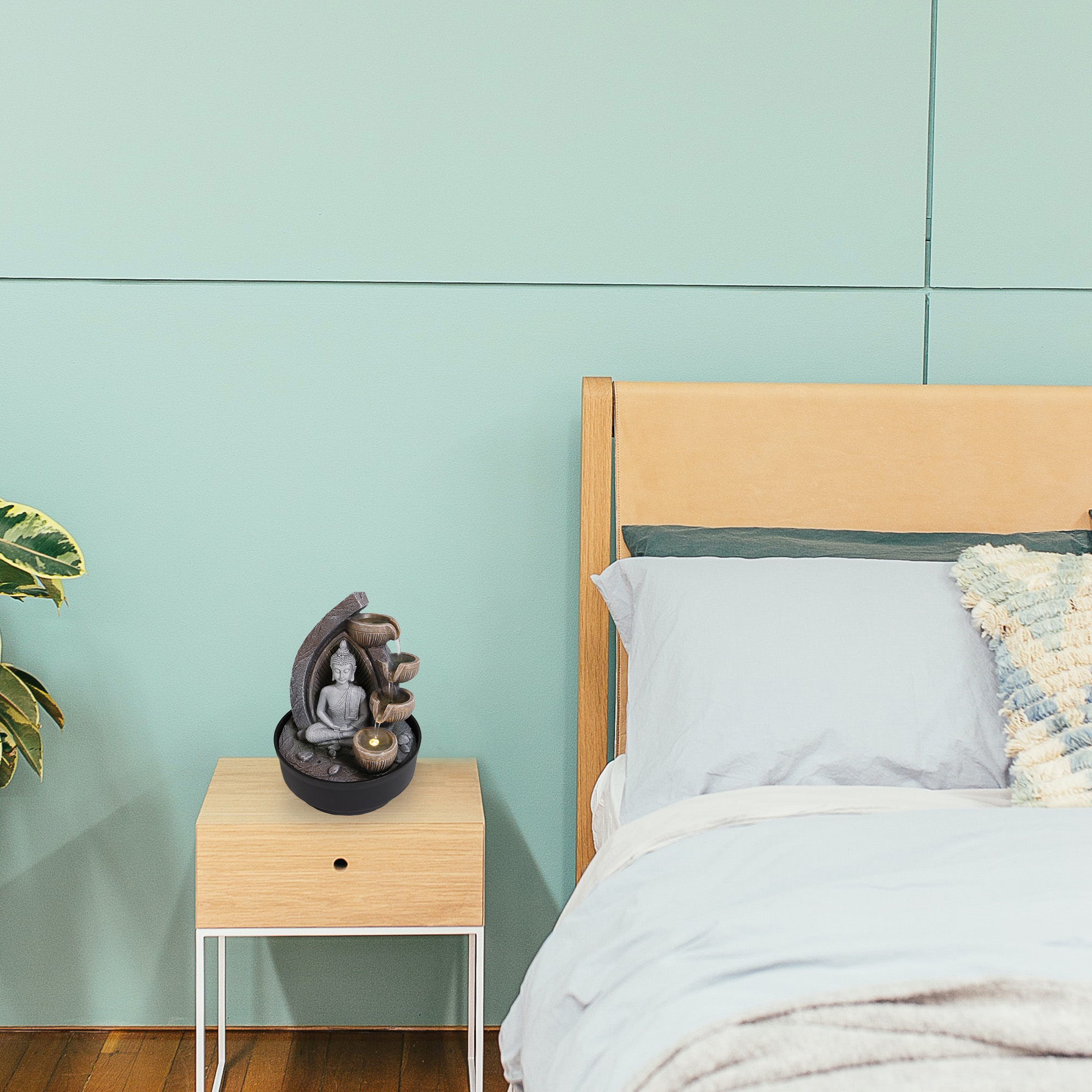 Zimmerbrunnen mit LED-Beleuchtung, Dekobrunnen “Buddha Dhyana” für die Wohnung NA191