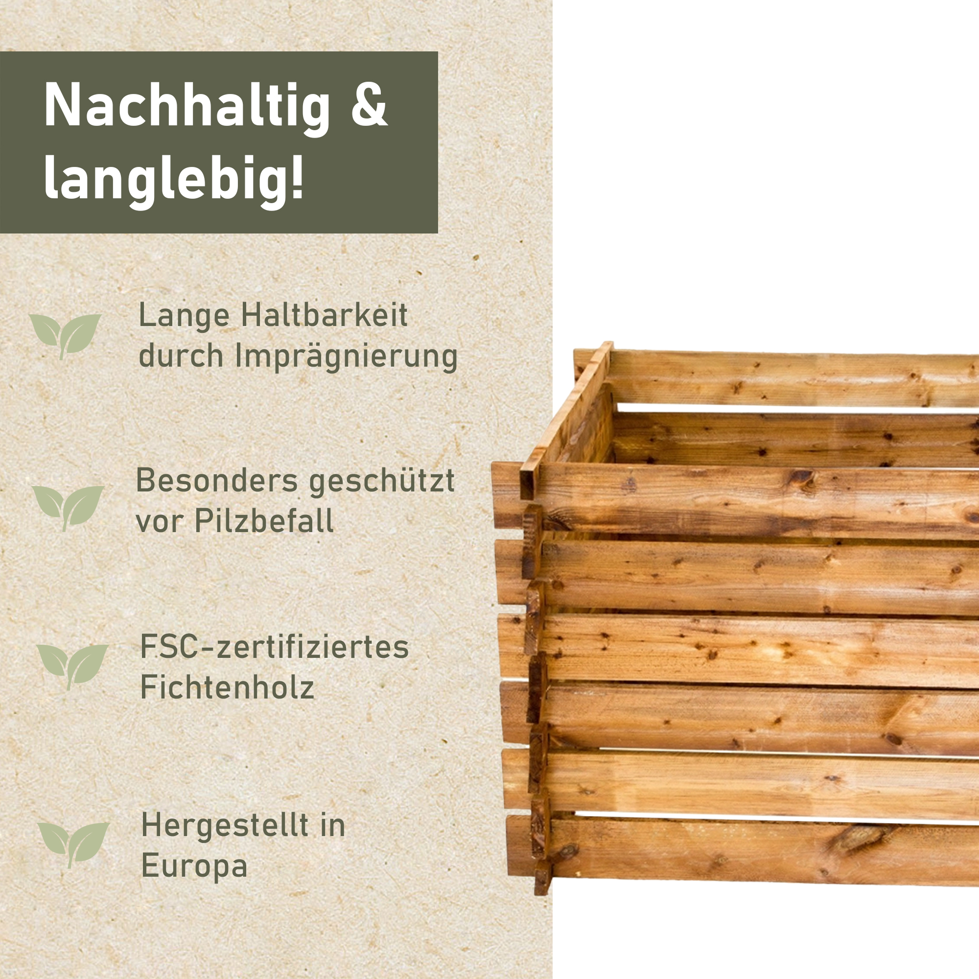 Komposter 100 x 100 x 65 cm, braun, Holzkomposter Stecksystem NA120_B Komposter 100 x 100 x 65 cm, braun, Holzkomposter Stecksystem NA120_B