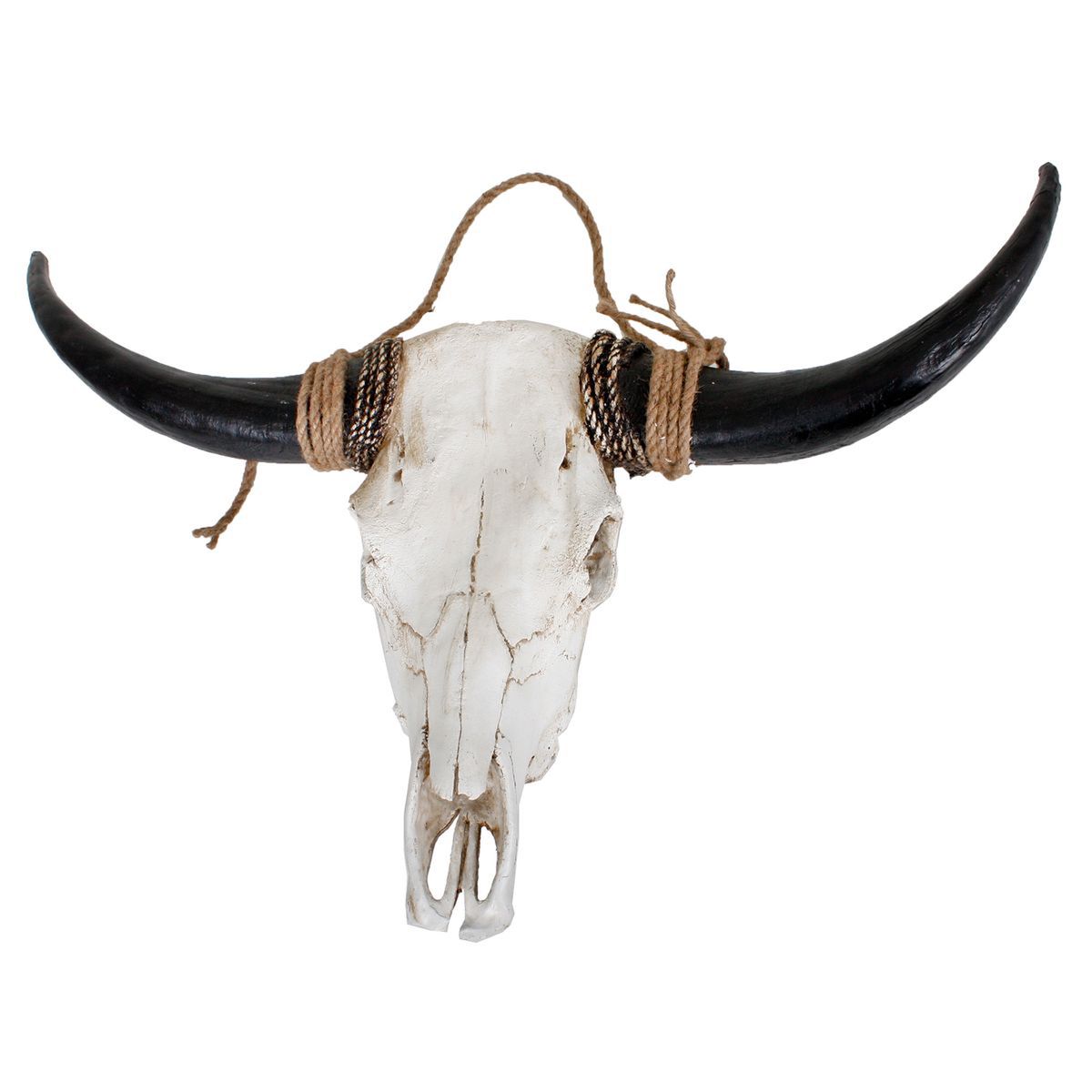 Geweih, Bison, Polyresin weiß mit schwarzen Hörnern HI-301811