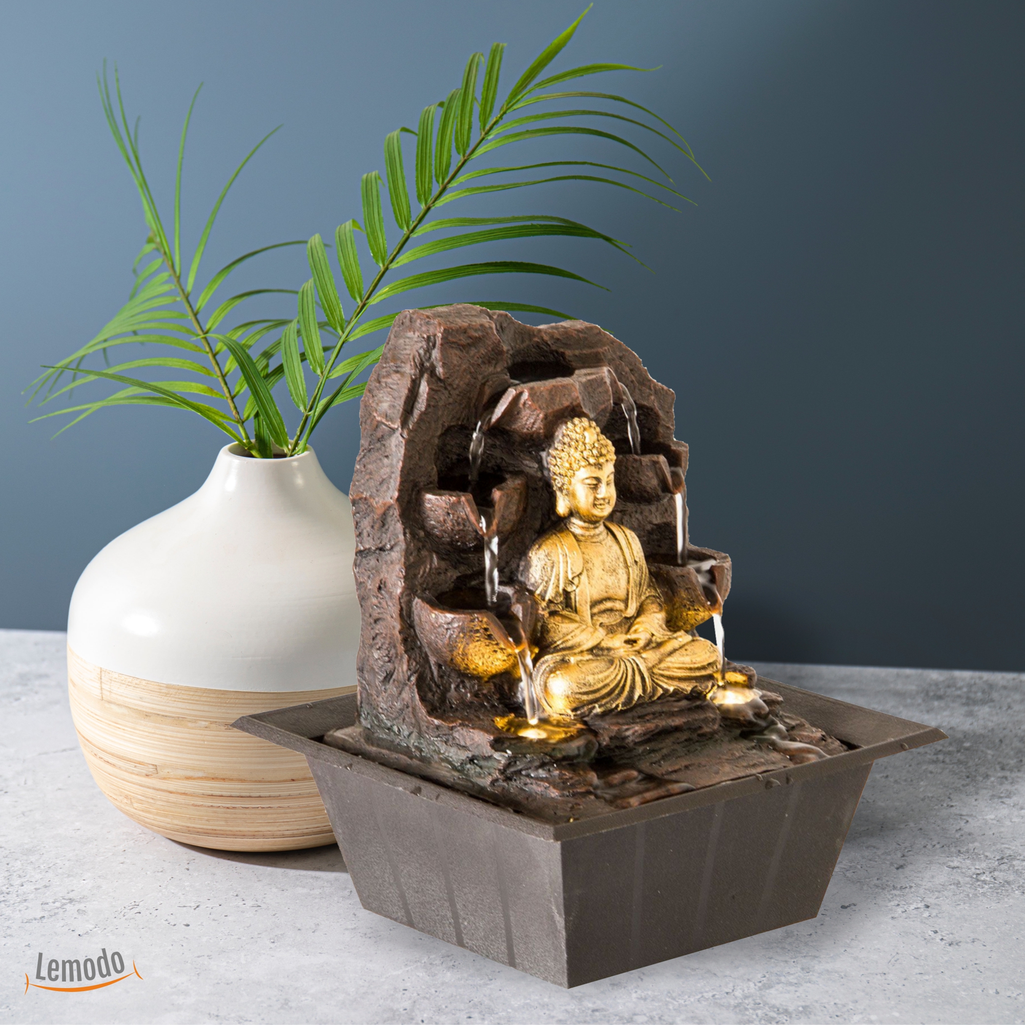 Zimmerbrunnen Buddha mit LED-Beleuchtung, Dekobrunnen für die Wohnung, Motiv Dhyana NA008 Zimmerbrunnen Buddha mit LED-Beleuchtung, Dekobrunnen für die Wohnung, Motiv Dhyana NA008