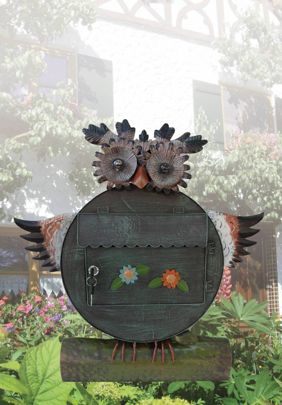 Briefkasten aus Metall mit Zeitungsrolle, Tiermotiv WE-2168