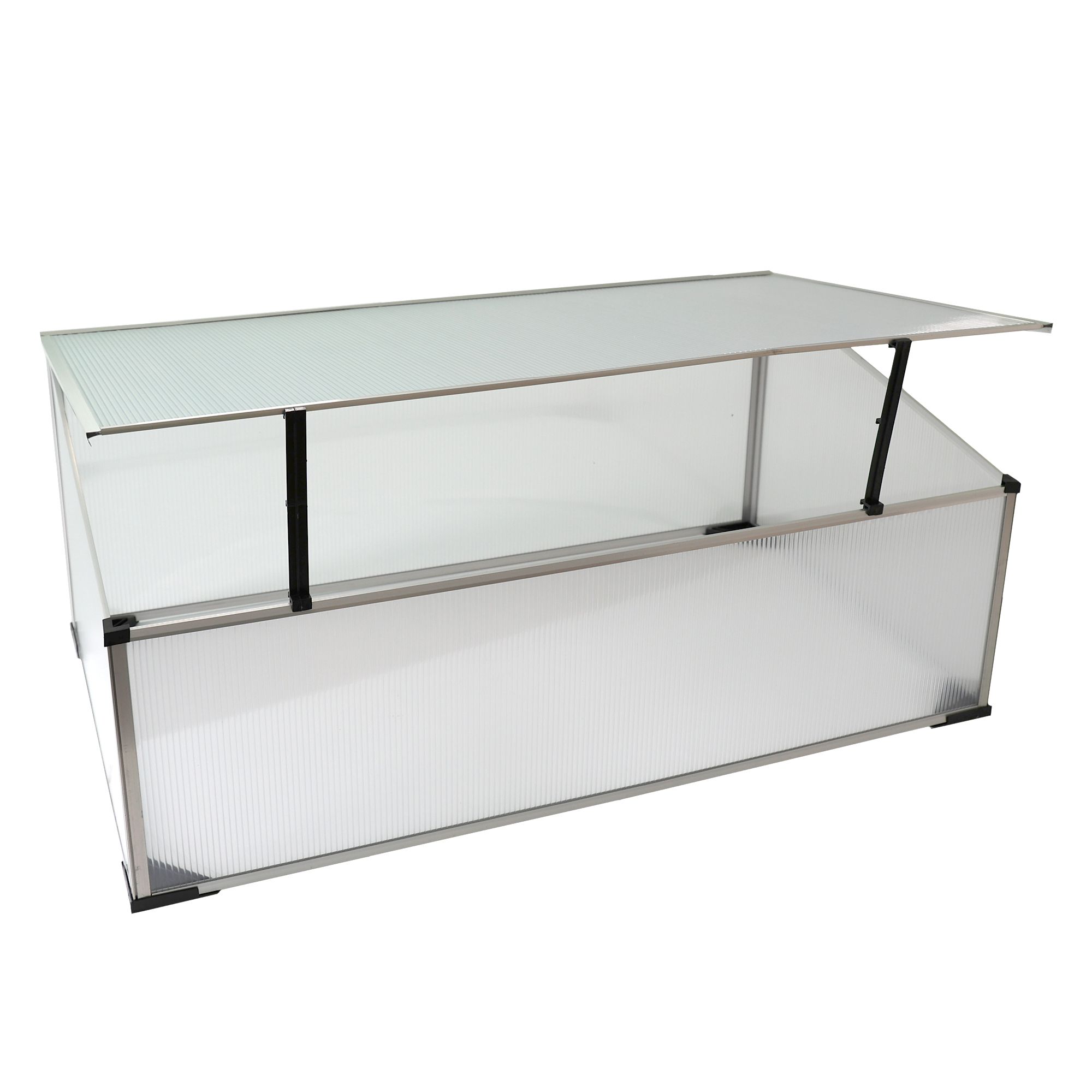 Frühbeet aus 1 mm starkem Aluminium, Treibhaus mit Aufstelldach, Frühbeetaufsatz NA209