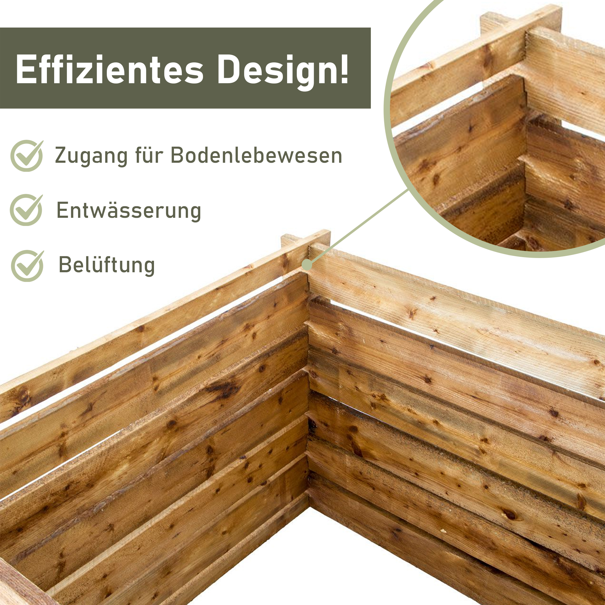 Komposter 100 x 100 x 65 cm, braun, Holzkomposter Stecksystem NA120_B