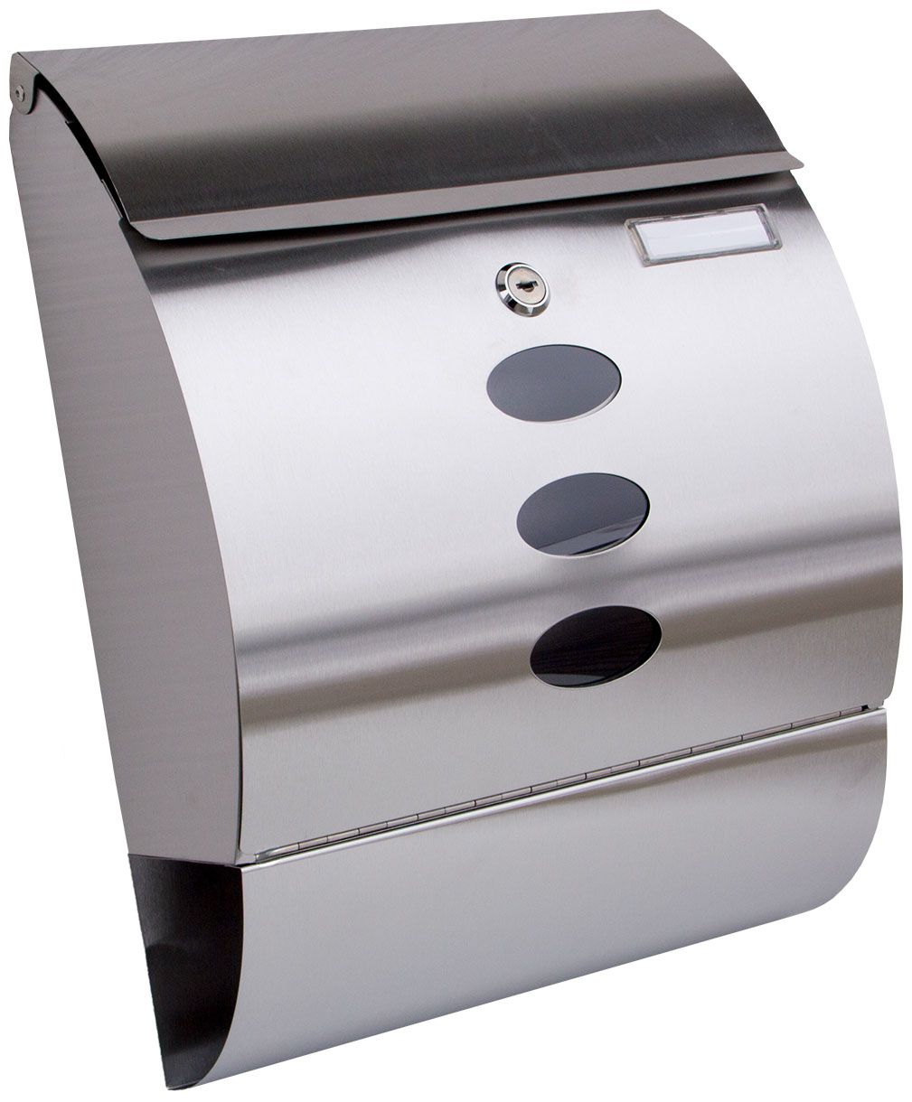 Briefkasten halbrund mit Zeitungsfach, Edelstahl WE-1883 Briefkasten halbrund mit Zeitungsfach, Edelstahl WE-1883