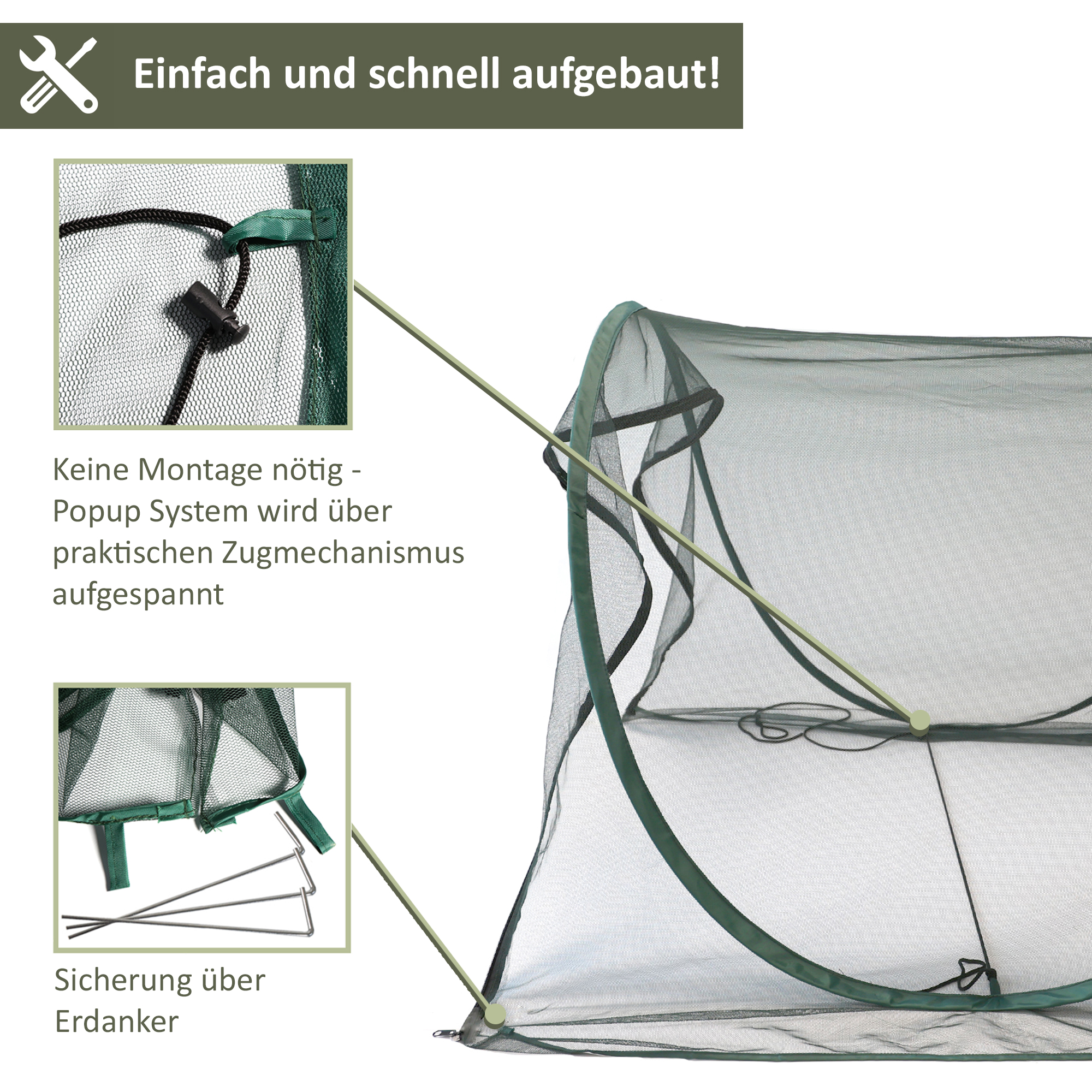 Erweiterung für Pflanztunnel aus grünem Netzmaterial, Gartentunnel, Vogelschutznetz NA168 Erweiterung für Pflanztunnel aus grünem Netzmaterial, Gartentunnel, Vogelschutznetz NA168