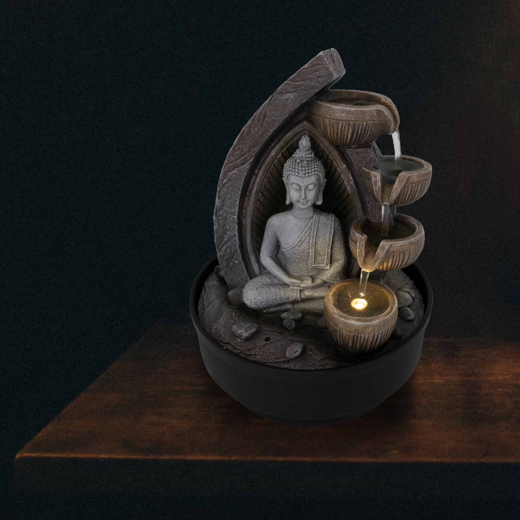 Zimmerbrunnen mit LED-Beleuchtung, Dekobrunnen “Buddha Dhyana” für die Wohnung NA191 Zimmerbrunnen mit LED-Beleuchtung, Dekobrunnen “Buddha Dhyana” für die Wohnung NA191