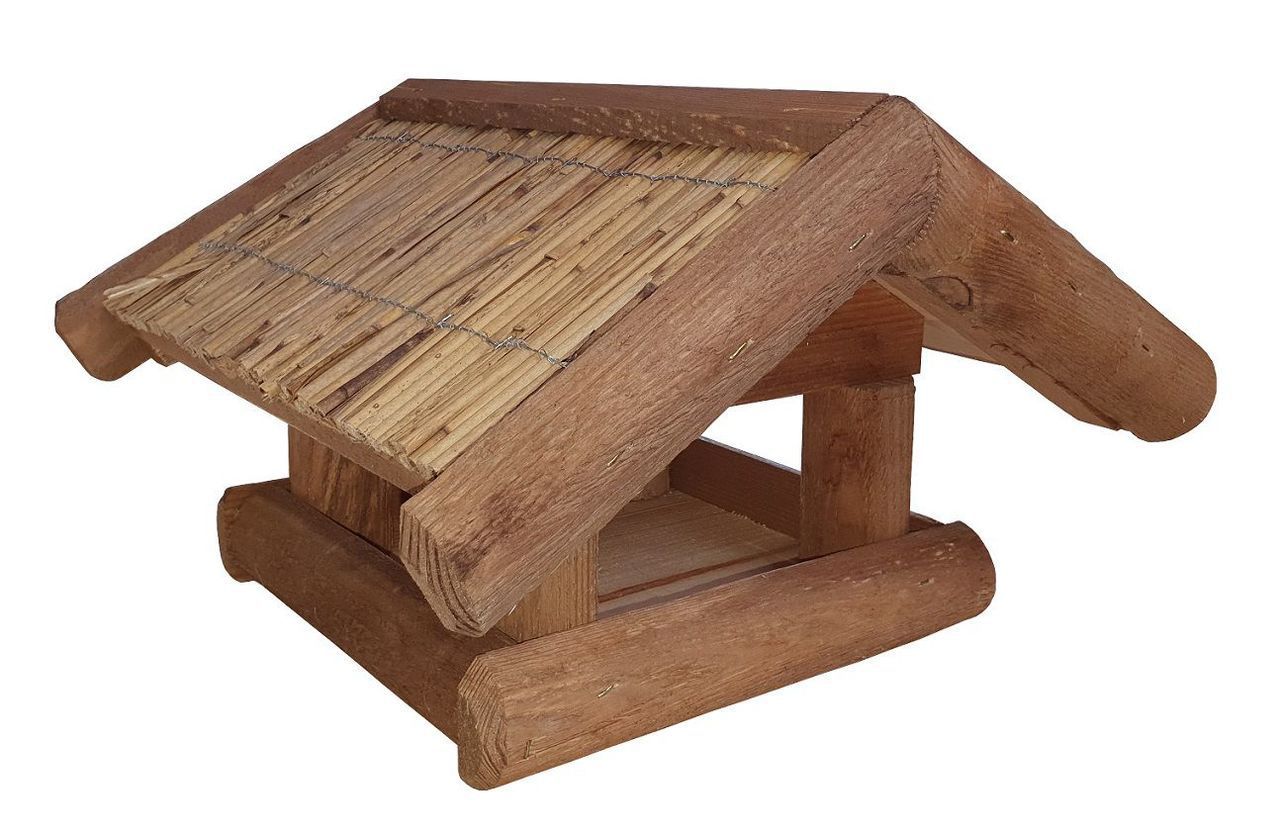 Futterhaus BERGHÜTTE mit Schilfdach, Vogelhaus aus Holz HT-70270 Futterhaus BERGHÜTTE mit Schilfdach, Vogelhaus aus Holz HT-70270