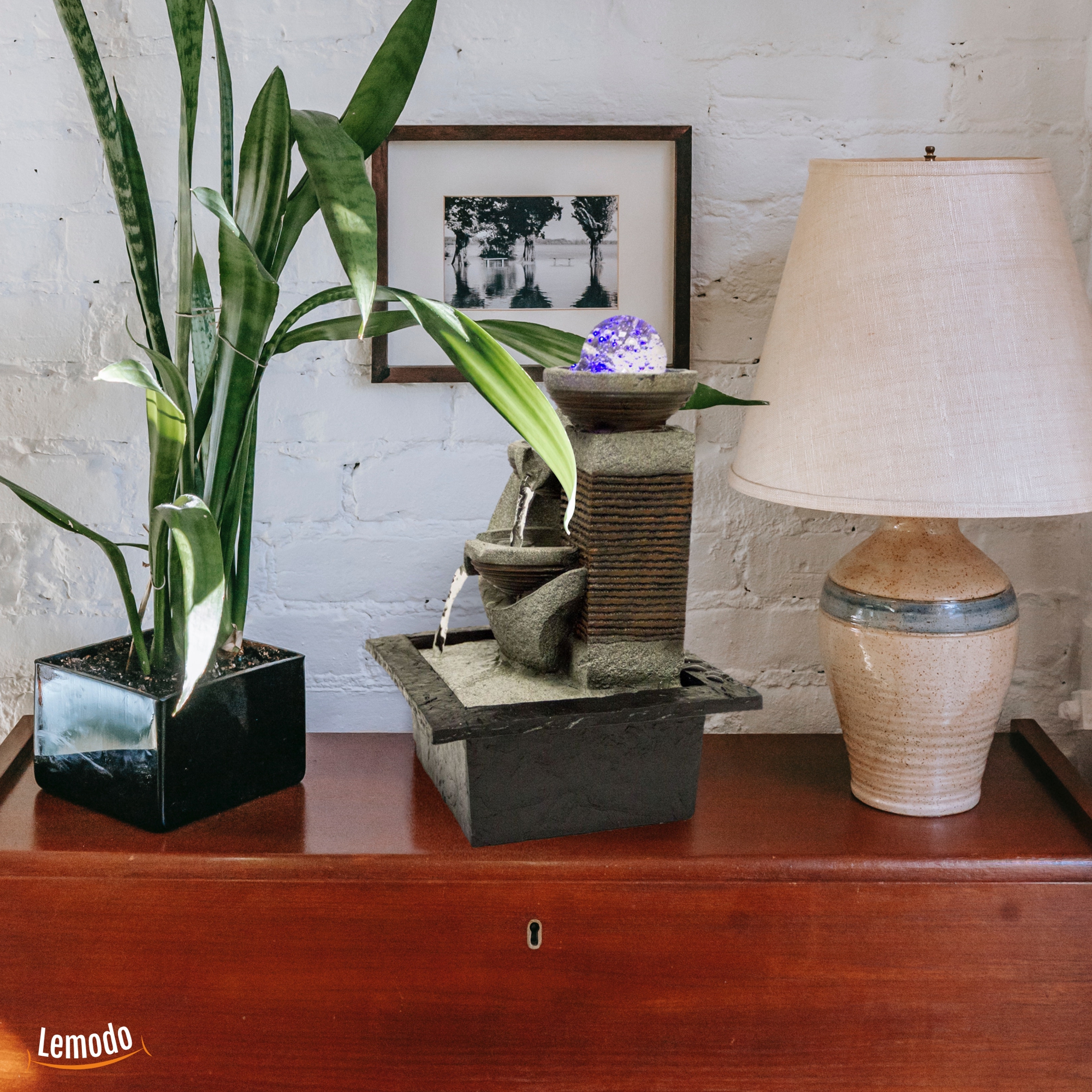 Zimmerbrunnen Kaskaden mit LED-Beleuchtung, 2 Becken, Dekobrunnen für die Wohnung, moderner Zierbrunnen NA094 Zimmerbrunnen Kaskaden mit LED-Beleuchtung, 2 Becken, Dekobrunnen für die Wohnung, moderner Zierbrunnen NA094